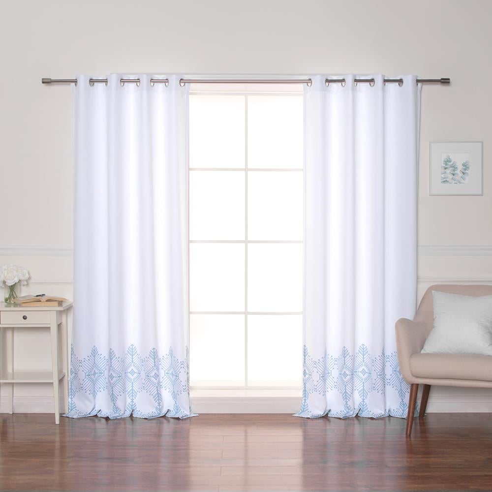 Best Home Fashion SIL-NOR-TRIB-84-BLUE 84-Inches Blue Geometric Light filtering Grommet Curtain panel pair