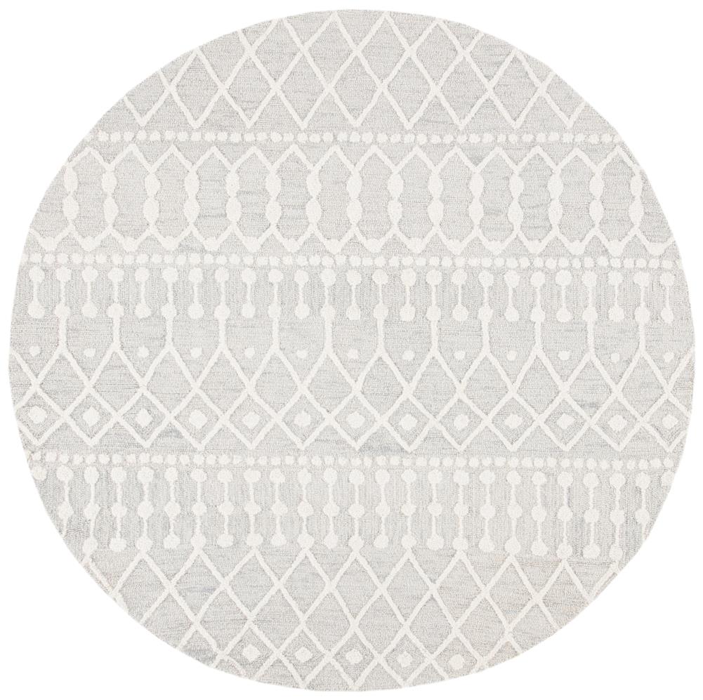 Safavieh BLM115G-6R Blossom Samantha 6 x 6 (ft) Tufted Wool Silver/Ivory Round Indoor Abstract Area rug