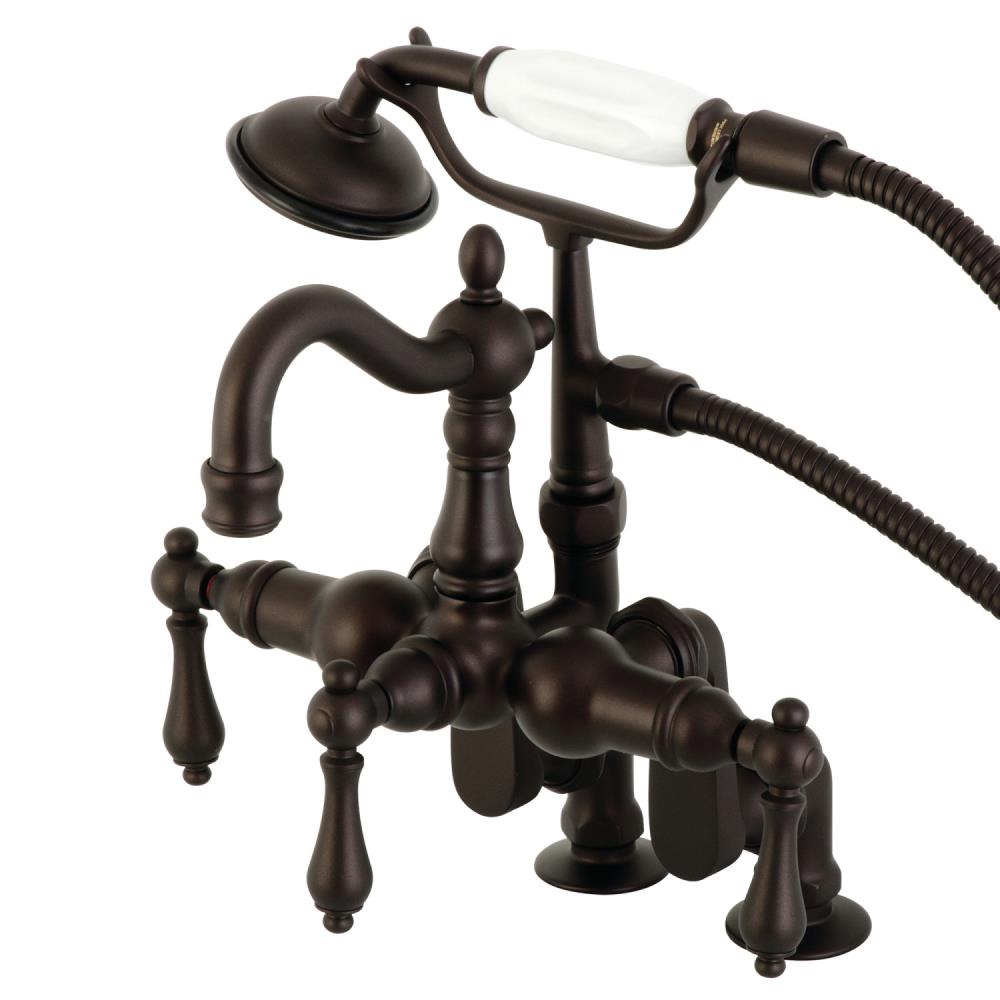 Kingston Brass Vintage Oil Rubbed Bronze 3 Handle Deck Mount Roman High Arc Bathtub Faucet With 0204