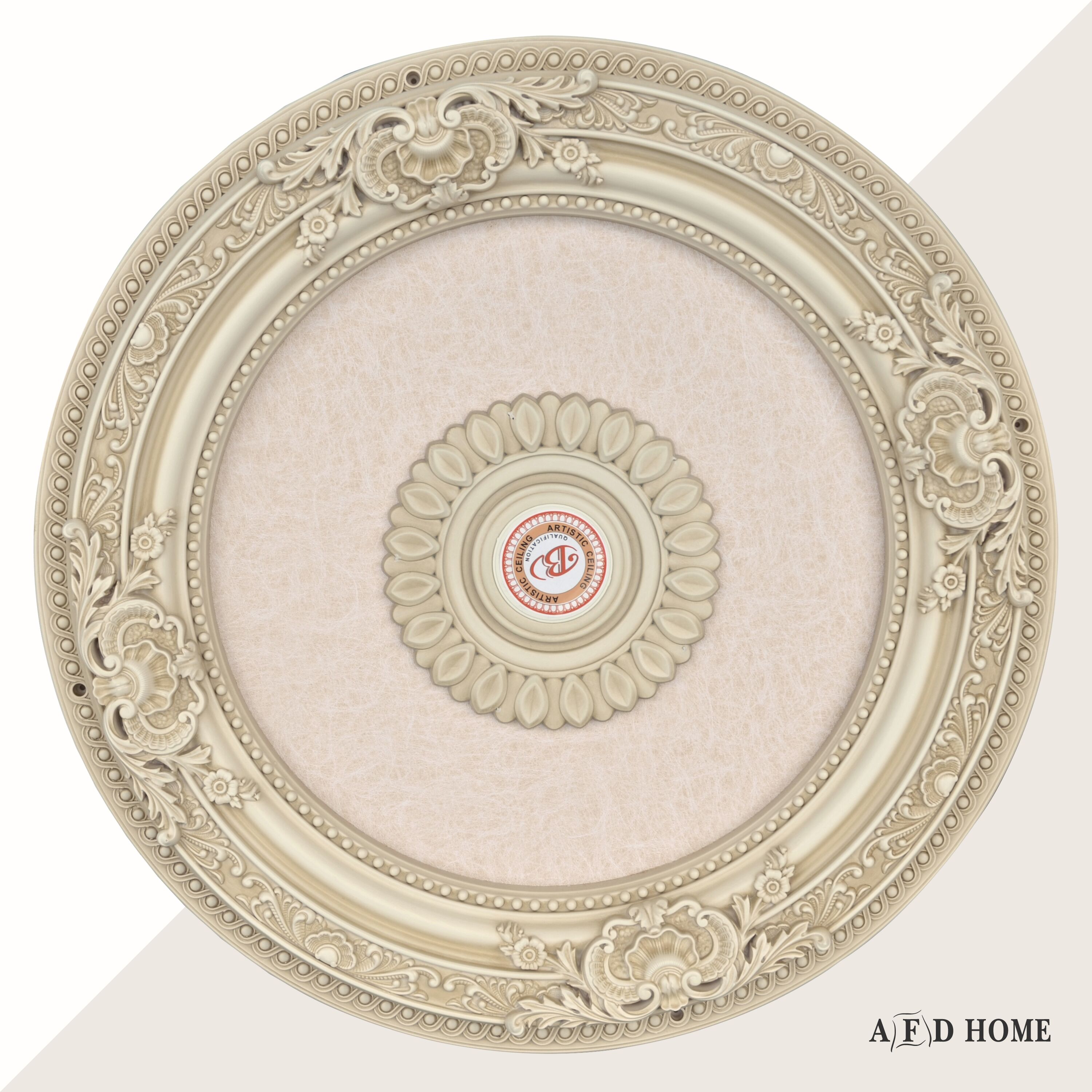 Cream Antique Polystyrene Round Ceiling Medallion, 24 Inches