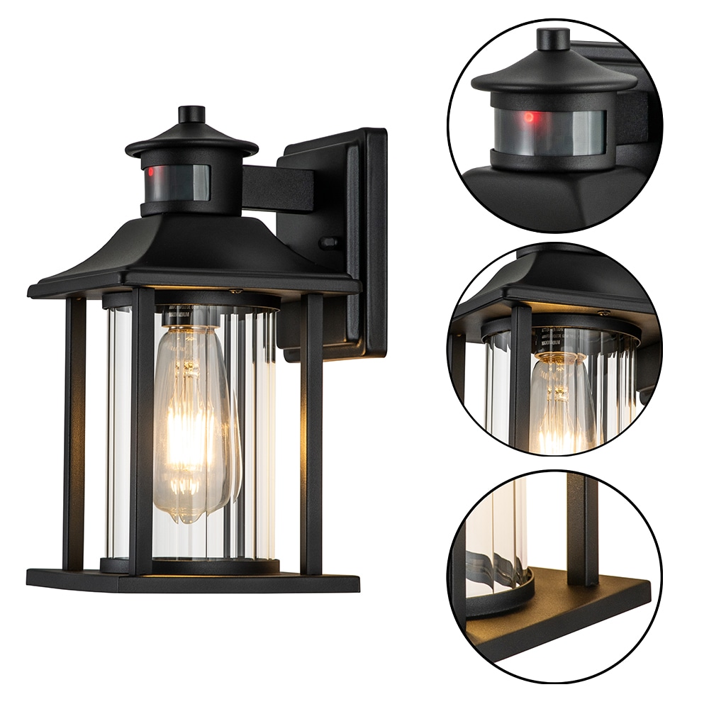 Matte Black Motion Sensor Outdoor Wall Sconce Set