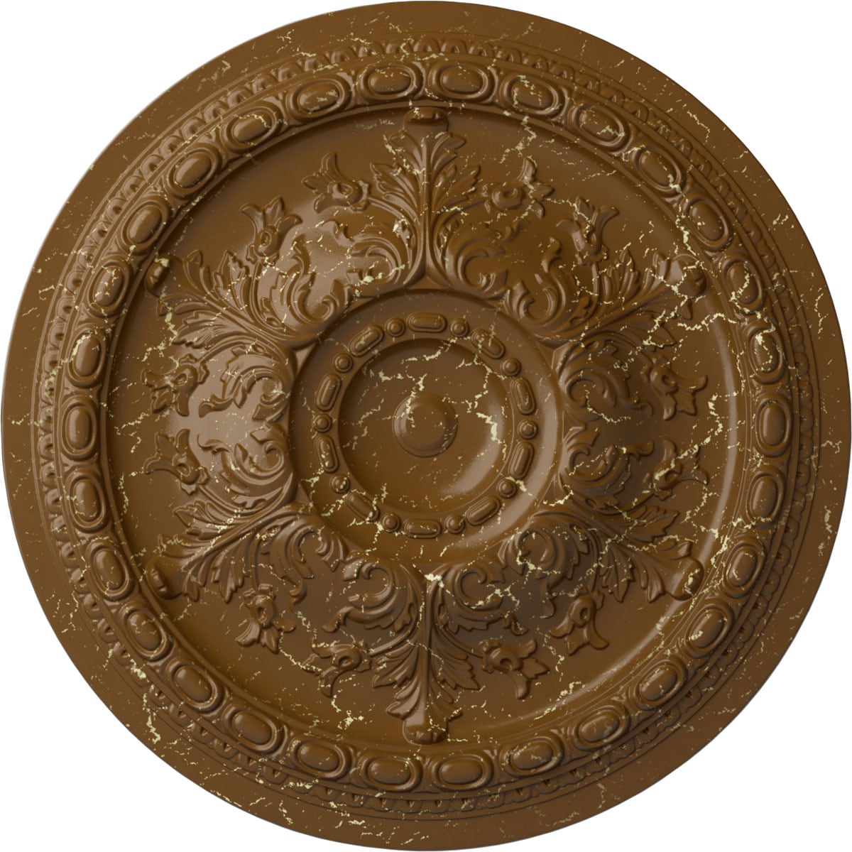 Ekena Millwork CM38OSSTC Oslo 38.375-in W x 38.375-in L Painted Smokey Topaz Crackle Polyurethane Whole Ceiling Medallion