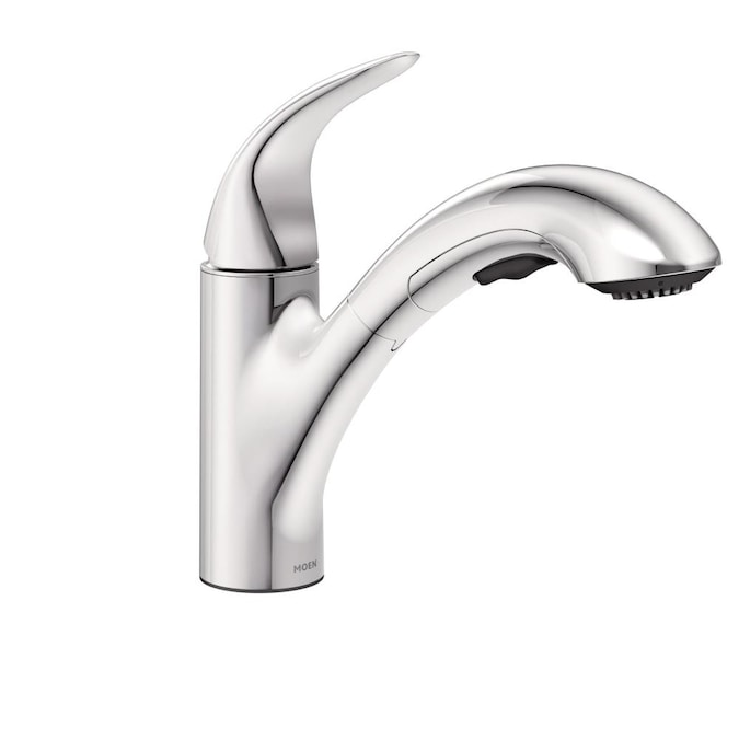 Moen Yorkshire Chrome 1 Handle Deck Mount Pull Out Handle Kitchen Faucet Deck Plate Included In The Kitchen Faucets Department At Lowes Com
