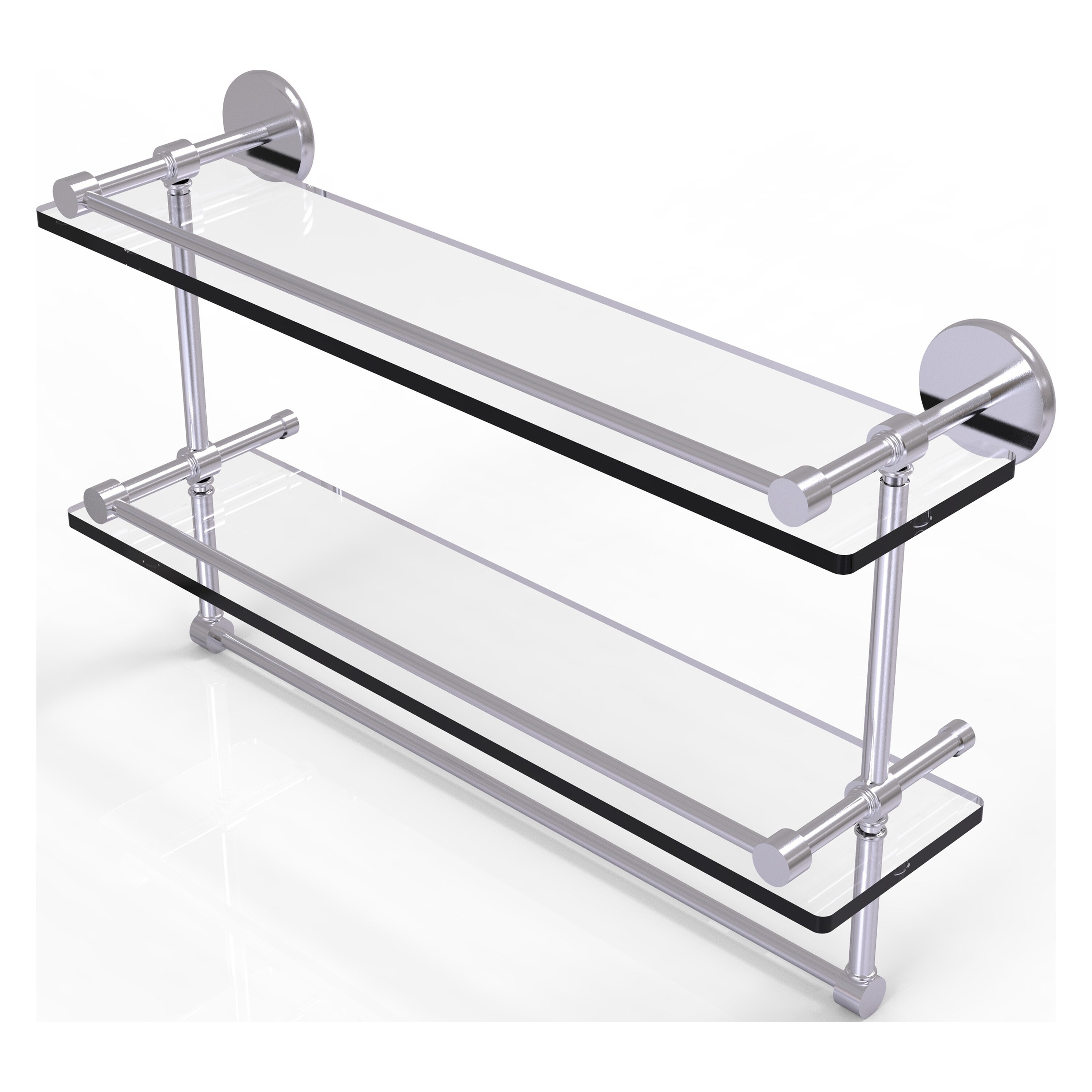 Allied Brass P1000-2TB/22-GAL-SCH Prestige Skyline Satin Chrome 2-Tier Wall Mount Bathroom Shelf (22-in x 12-in x 5-in)