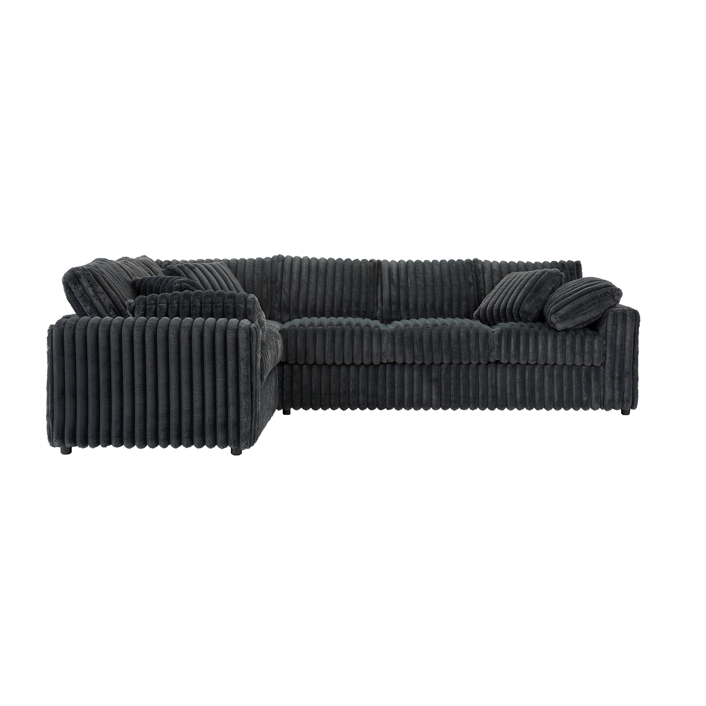 Roundhill Furniture Belvoir Charcoal Casual Polyester/Polyester blend Charcoal Living Room Set