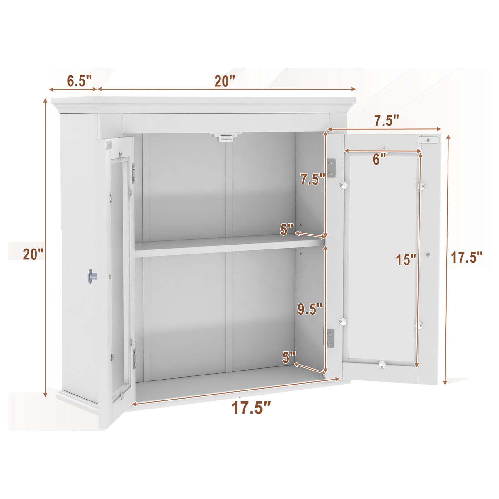 WELLFOR UTS-10483WH Bathroom-Wall-Cabinets - View #5
