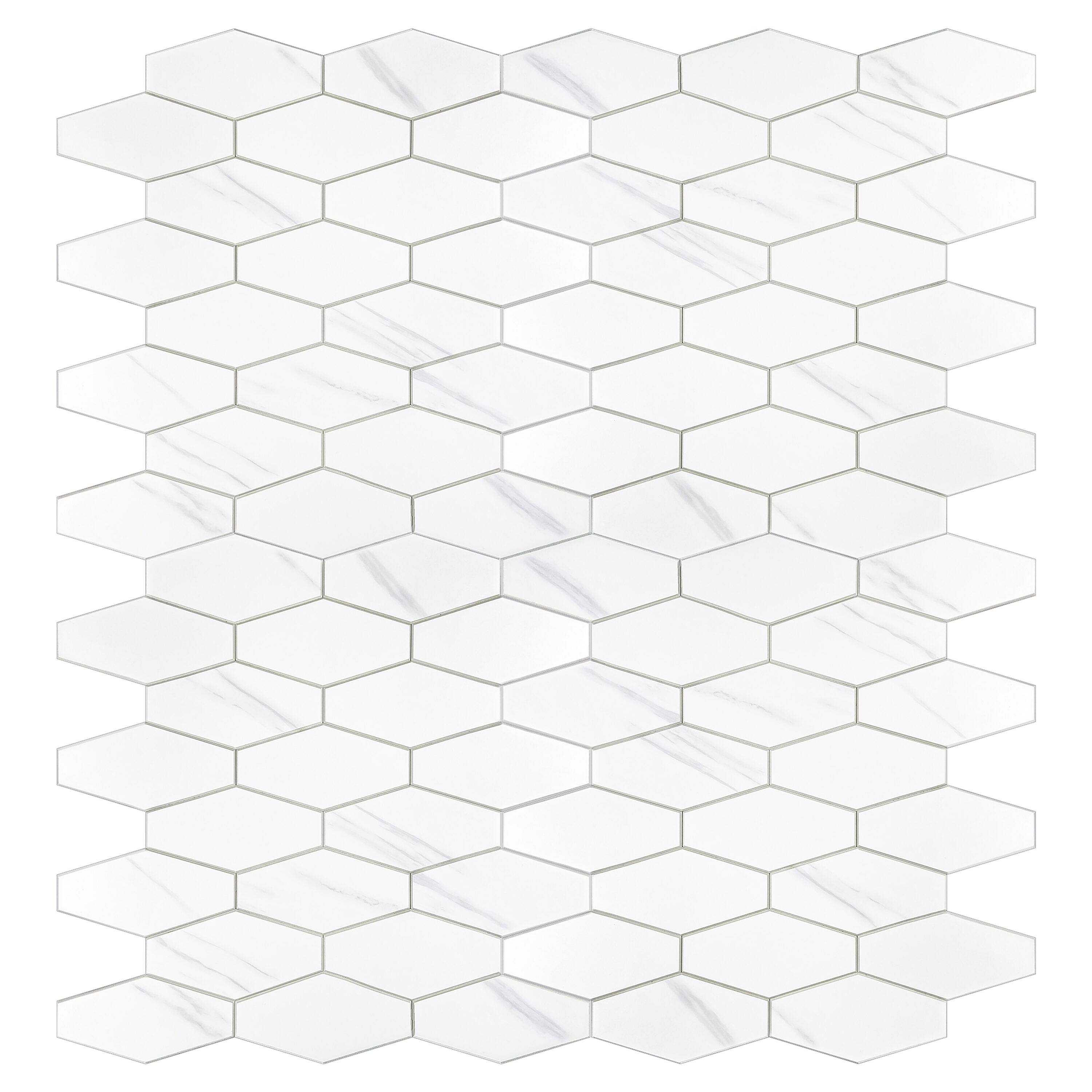Calacatta White Stone Composite Peel and Stick Hexagon Tiles