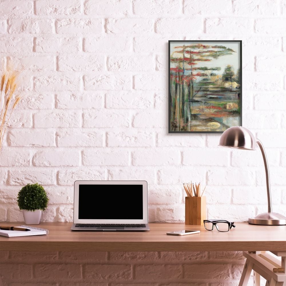 Colorful Pastel Landscape Canvas Print in Black Frame