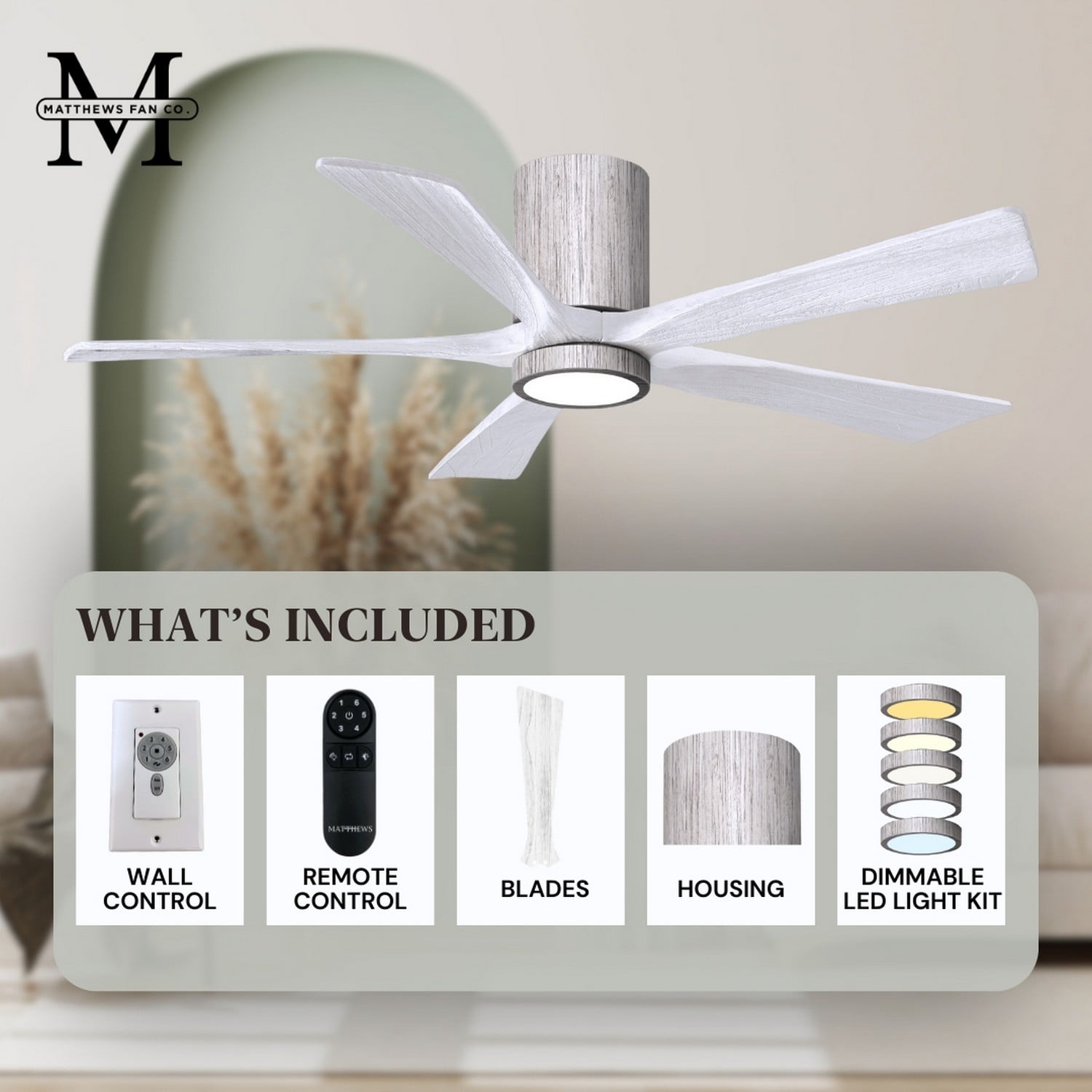 Matthews Fan Company IR5HLK-BW-MWH-42 Ceiling-Fans - View #9