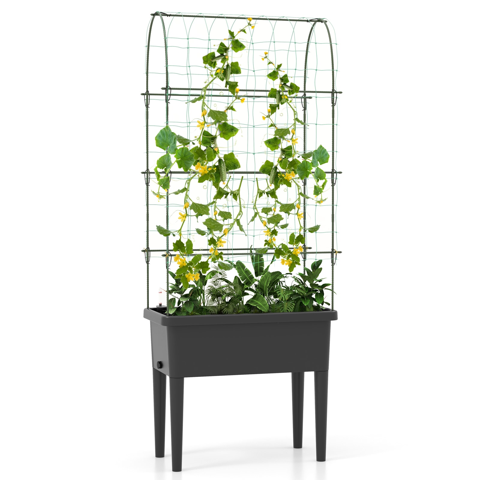  YSGT416663BK 15-in W x 30-in L x 75-in H Black + Green Plastic Raised Planter Box