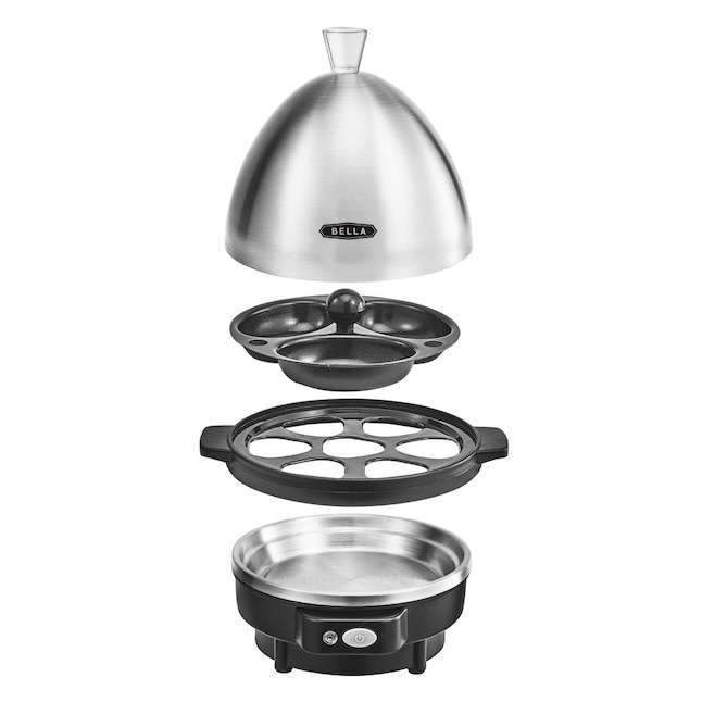 BELLA Stainless Steel and Black Egg Cooker at