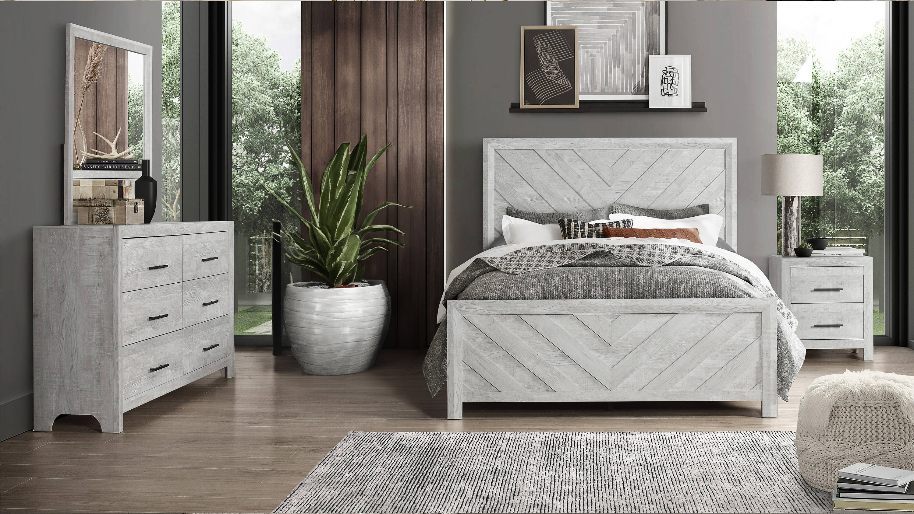 Galaxy 698781373224 Denver Rustic Oak Queen Bedroom Set