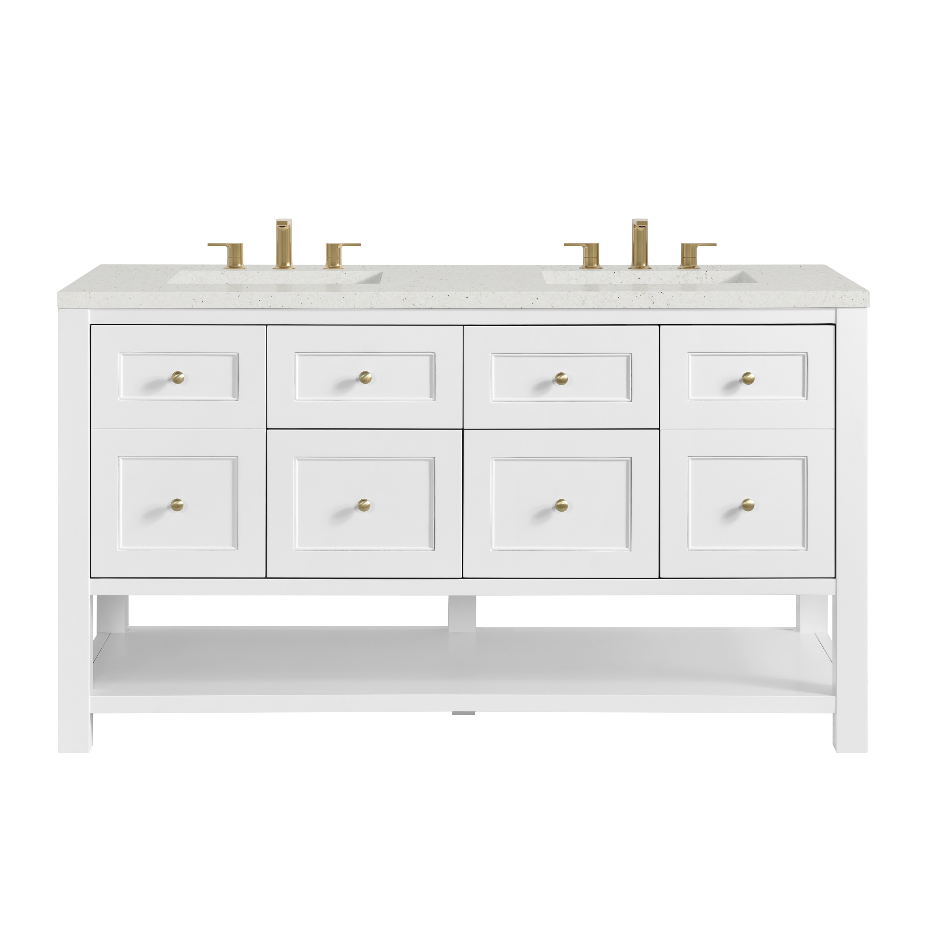 James Martin Vanities 330-V60D-BW-3LDL Breckenridge 60-in Bright White Undermount Double Sink Bathroom Vanity with Lime Delight Quartz Top