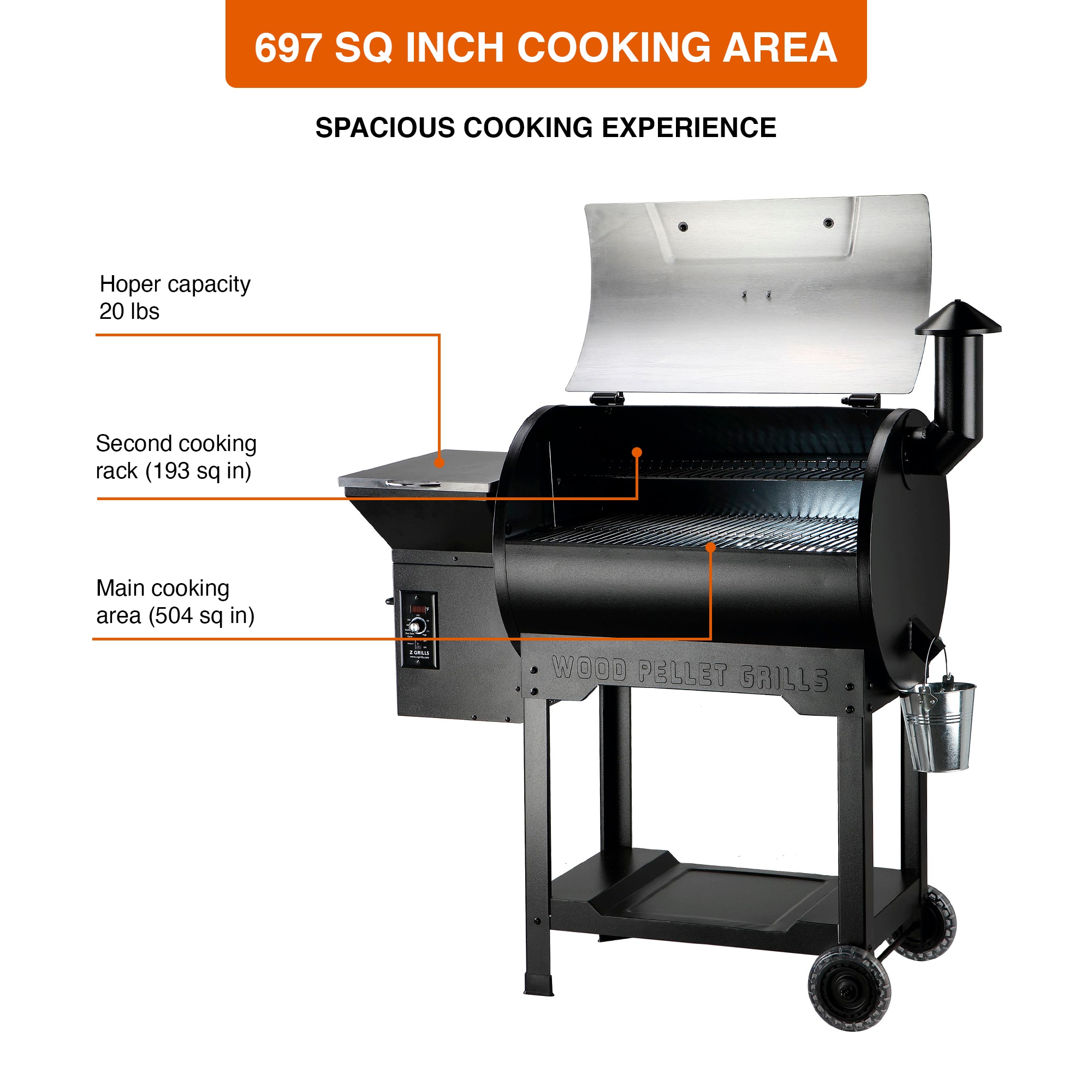 Louisiana Grills 10838 19 Inch Smart Table Top Wood Pellet Grill with Smoker,  333 sq. in. Total Cooking Space, Pressurized Cooking System™, 10-pound  Pellet Hopper, Programmable Meat Probe, One-Touch Ignition, and Standard