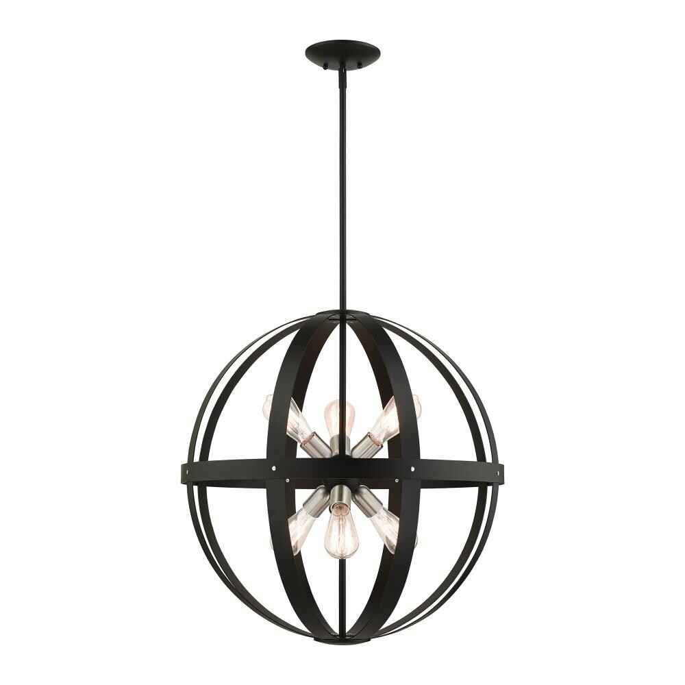 Livex Lighting 49646-14 Stoneridge 6 -Light Satin Black Modern/contemporary For Use in Bathrooms, Bedrooms, Dining Rooms, Foyers, Kitchens, Living Rooms Chandelier