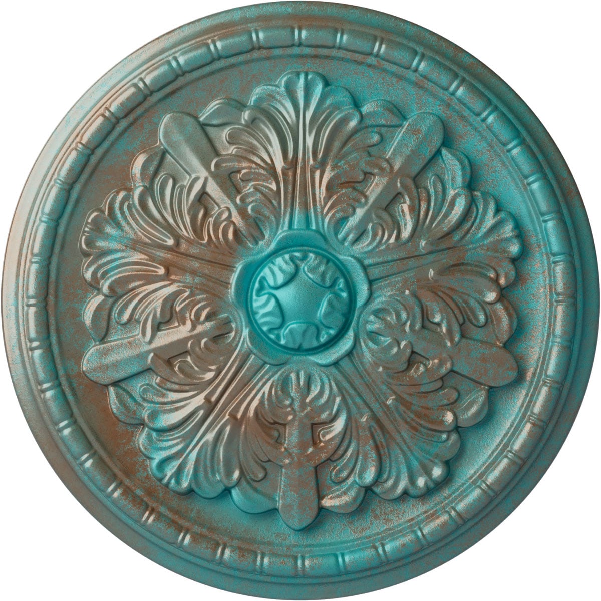 Ekena Millwork CM17WACGS Washington 17.125-in W x 17.125-in L Painted Copper Green Patina Polyurethane Whole Ceiling Medallion