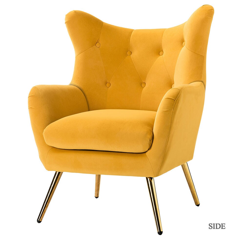 14 Karat Home CHDT0103-MUSTARD Modern MUSTARD Velvet Accent Chair