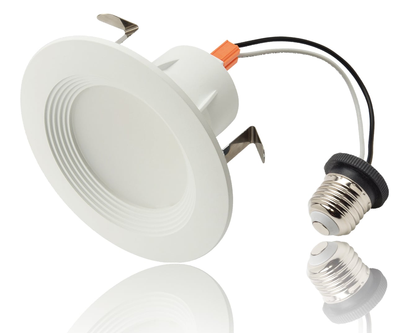 LED One LOC-4RDL-7WMCCT-50 White 4-in 650 -Lumens Switchable white Round Dimmable LED Canless Damp rated Recessed Downlight 6 -Pack