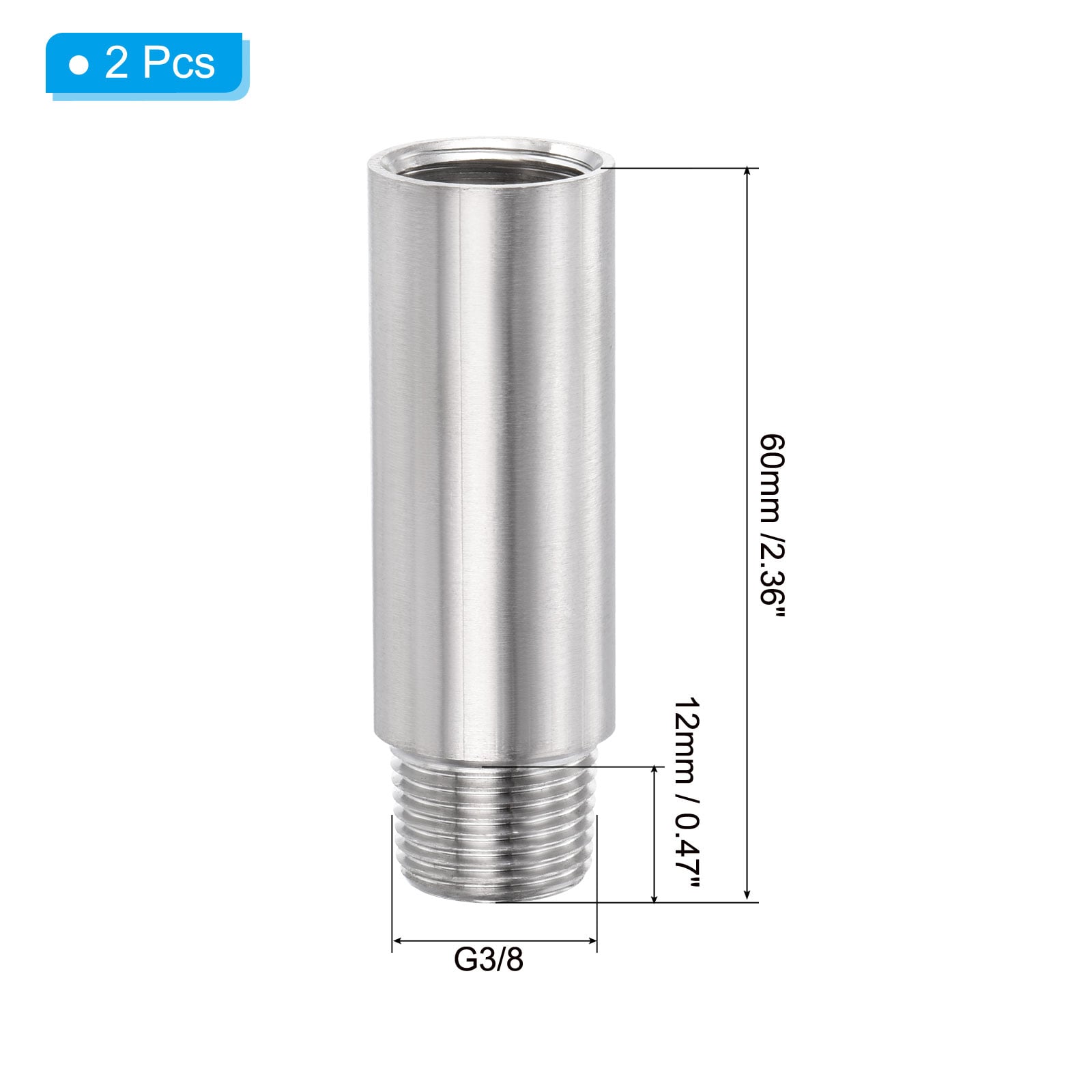 PATIKIL 304 Stainless Steel Shower Head Extension Arm 2 Pack G3/8 Male ...