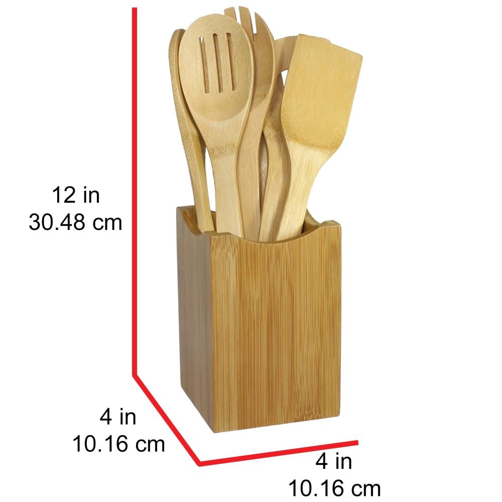 Wooden Kitchen Utensils Set with Holder, 11 Pcs Teak Wooden Cooking Spoons and S