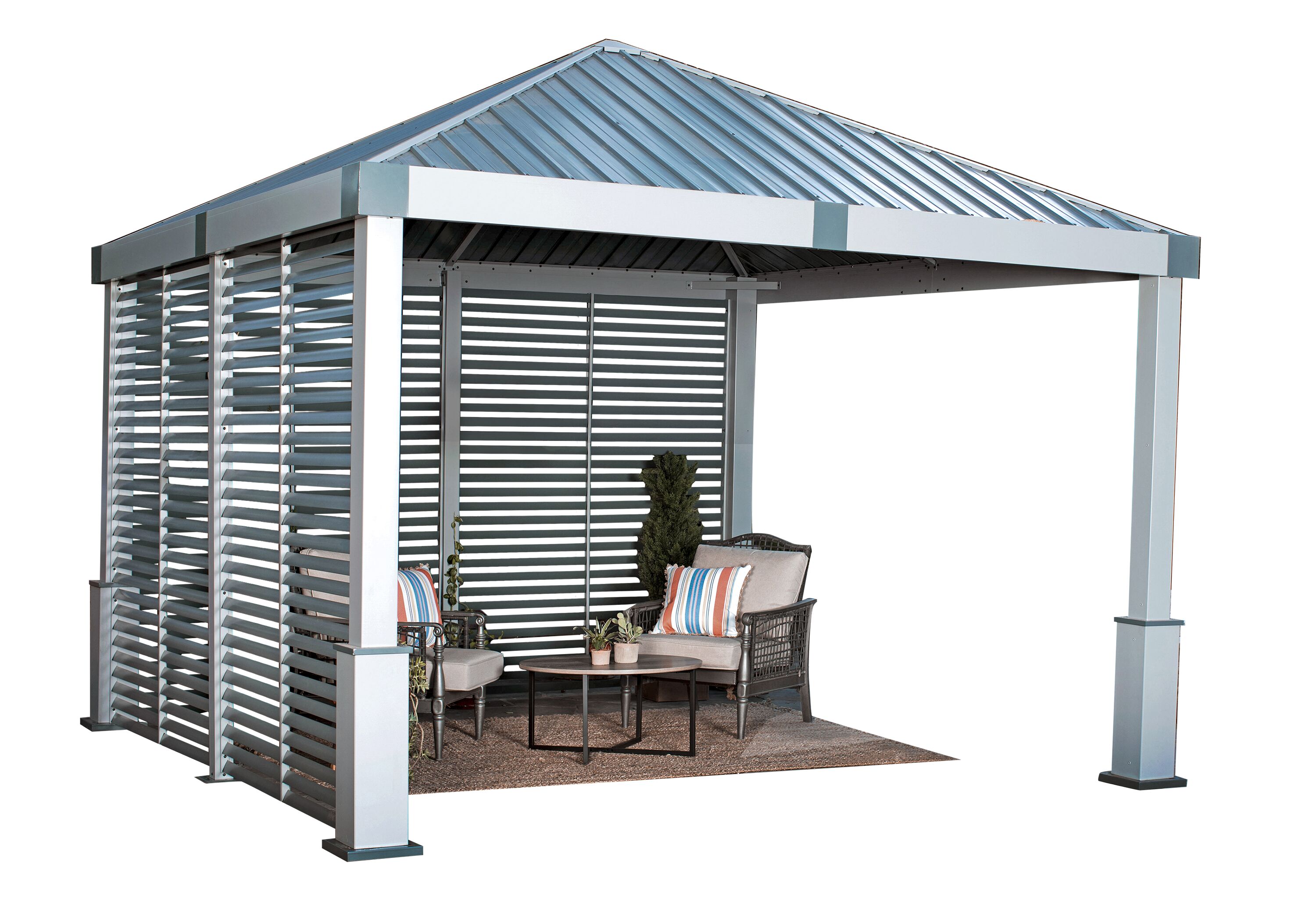Sojag 500-9168815 12-ft x 12-ft Light Gray Square Hardtop Steel Roof