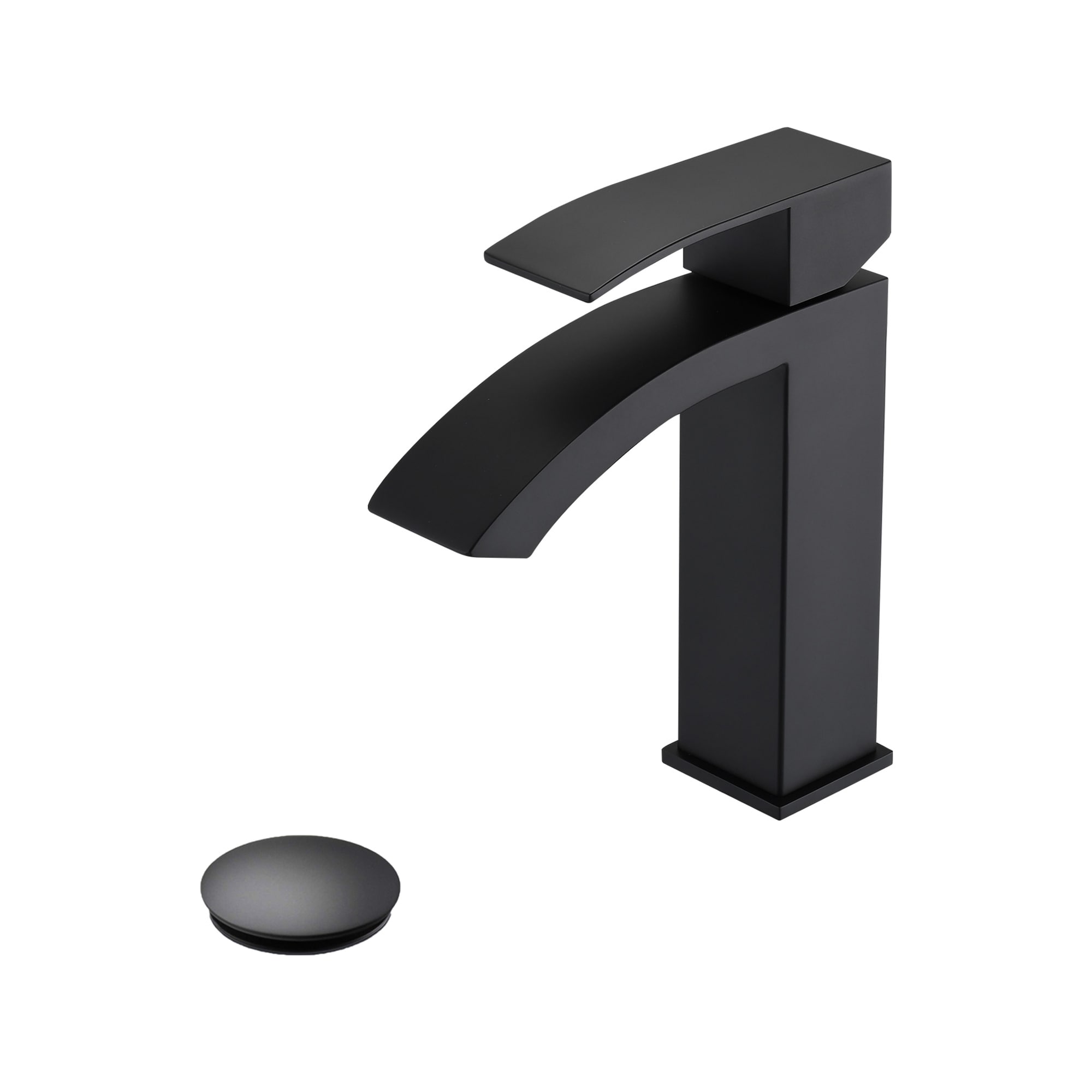 LOVMOR -  Matte Black 1 Hole Single Hole 1-handle Bathroom Sink Faucet with Pop Up Drain and Supp...