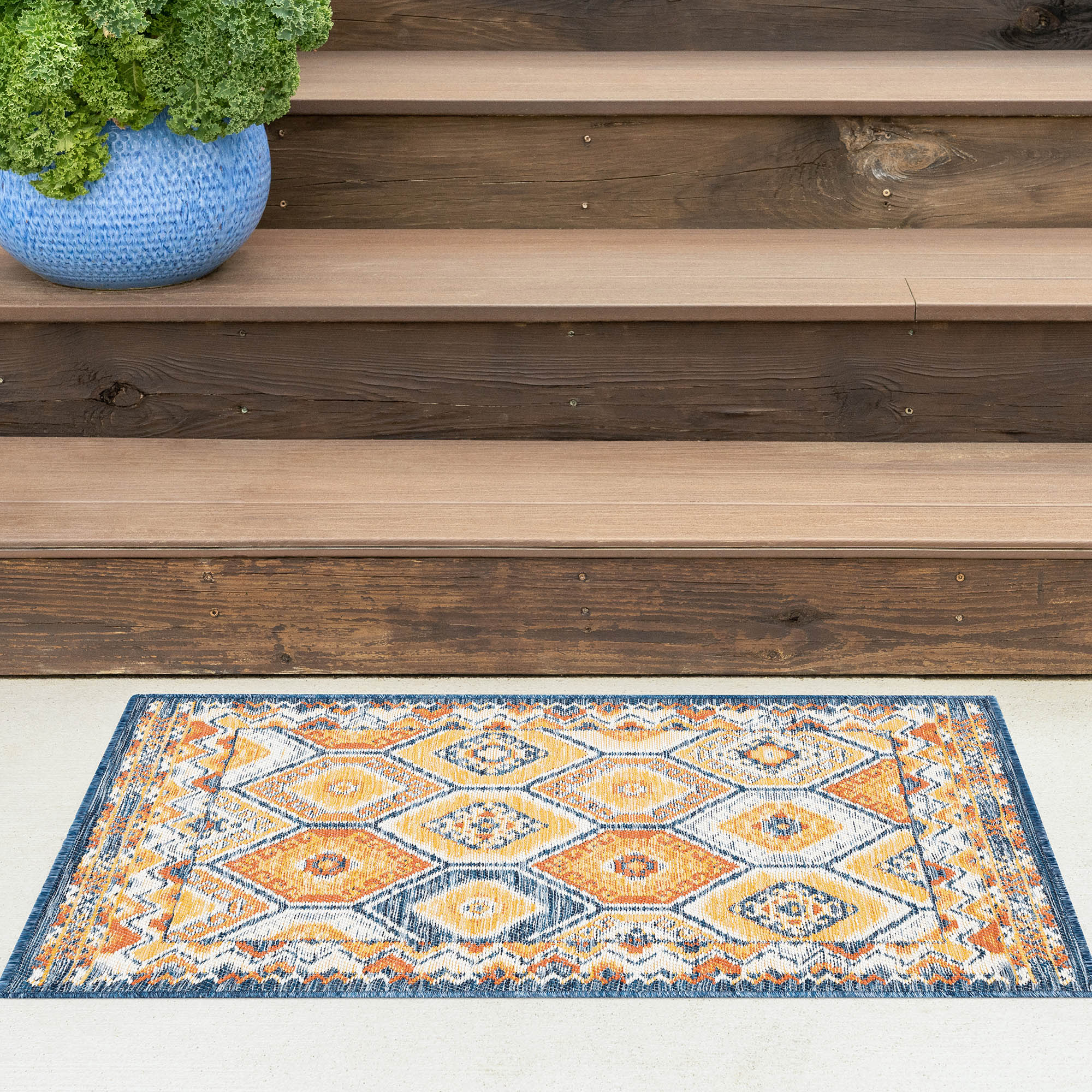 Tayse FLO1001 2X3 Flora 2 x 3 (ft) Loomed Polypropylene Multi Rectangular Indoor/Outdoor Throw rug
