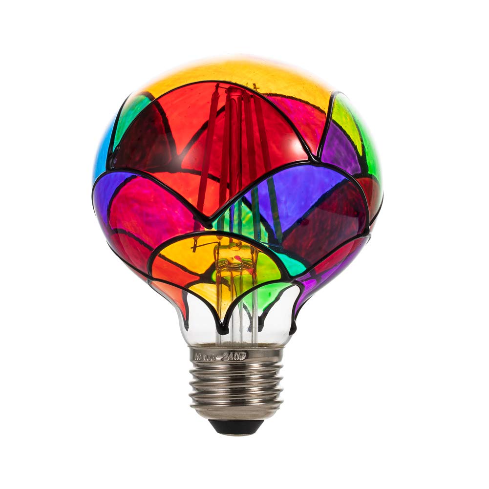 Aoibox  G80 Stained Glass Edison LED Bulb 6W 60W Equivalent 2700K Warm Light E26 Base Decorative Globe Bulb