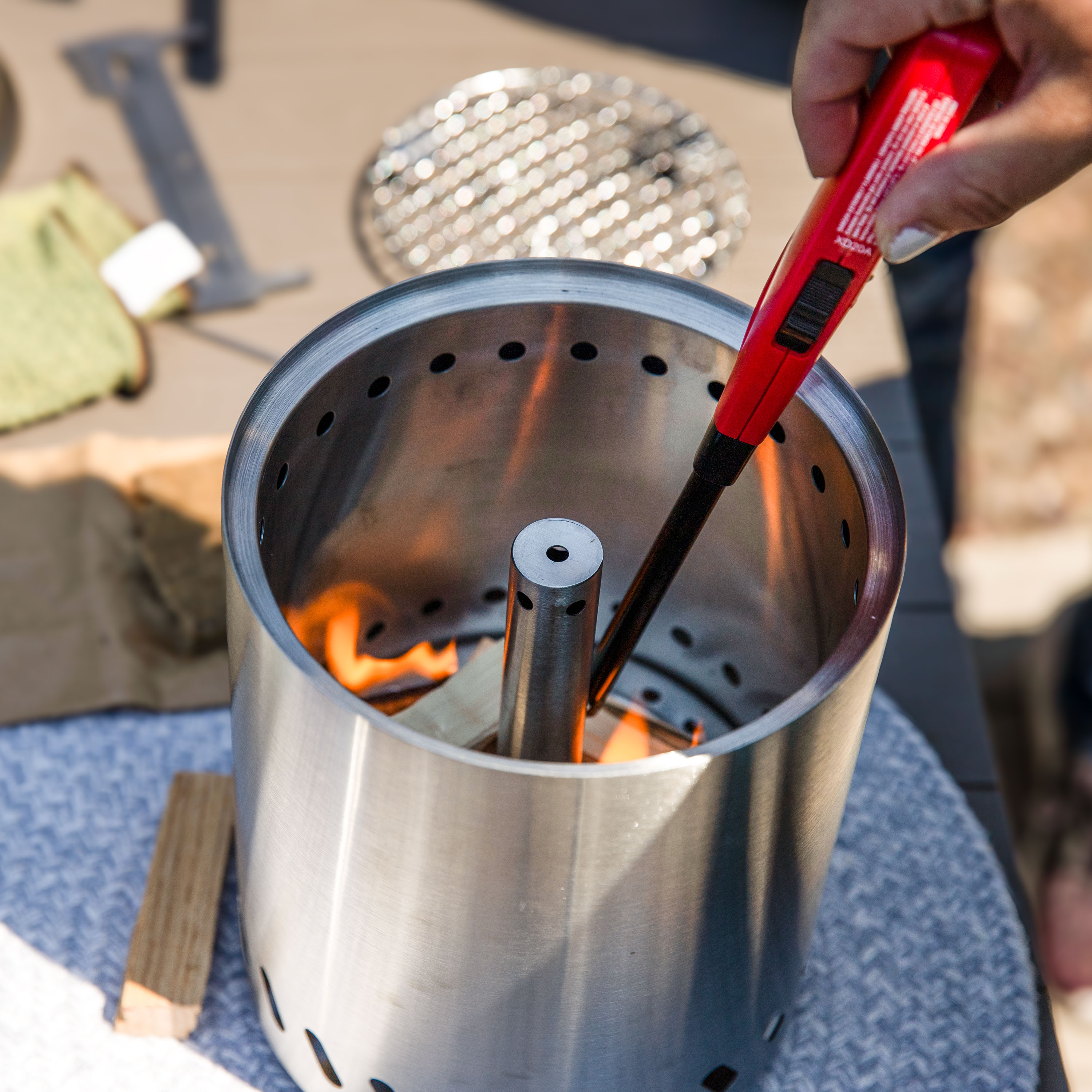 Compact Stainless Steel Smokeless Tabletop Fire Pit with Triple Burn Design