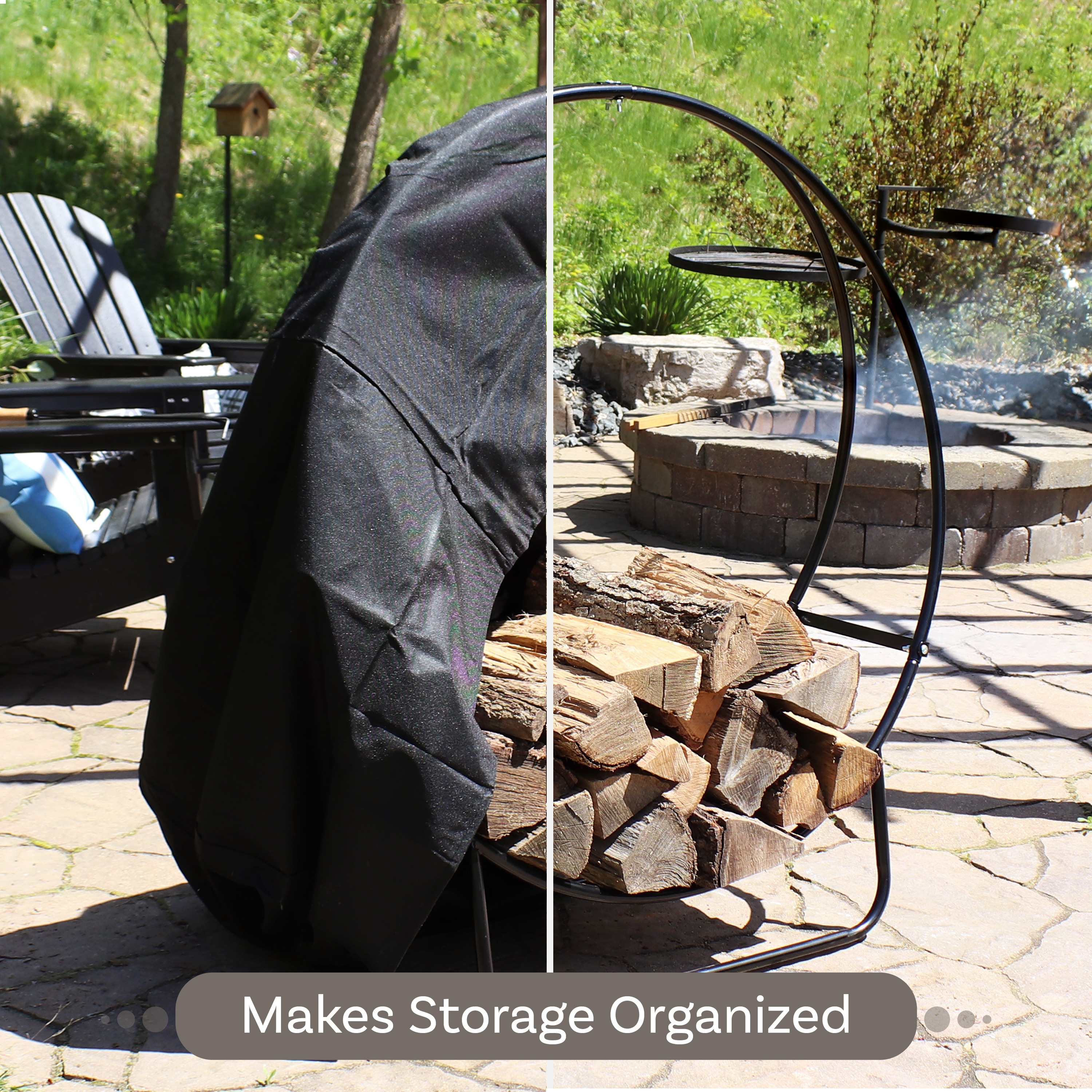 Sunnydaze Decor QX-24LH-COVER-COMBO Firewood-Storage - View #17