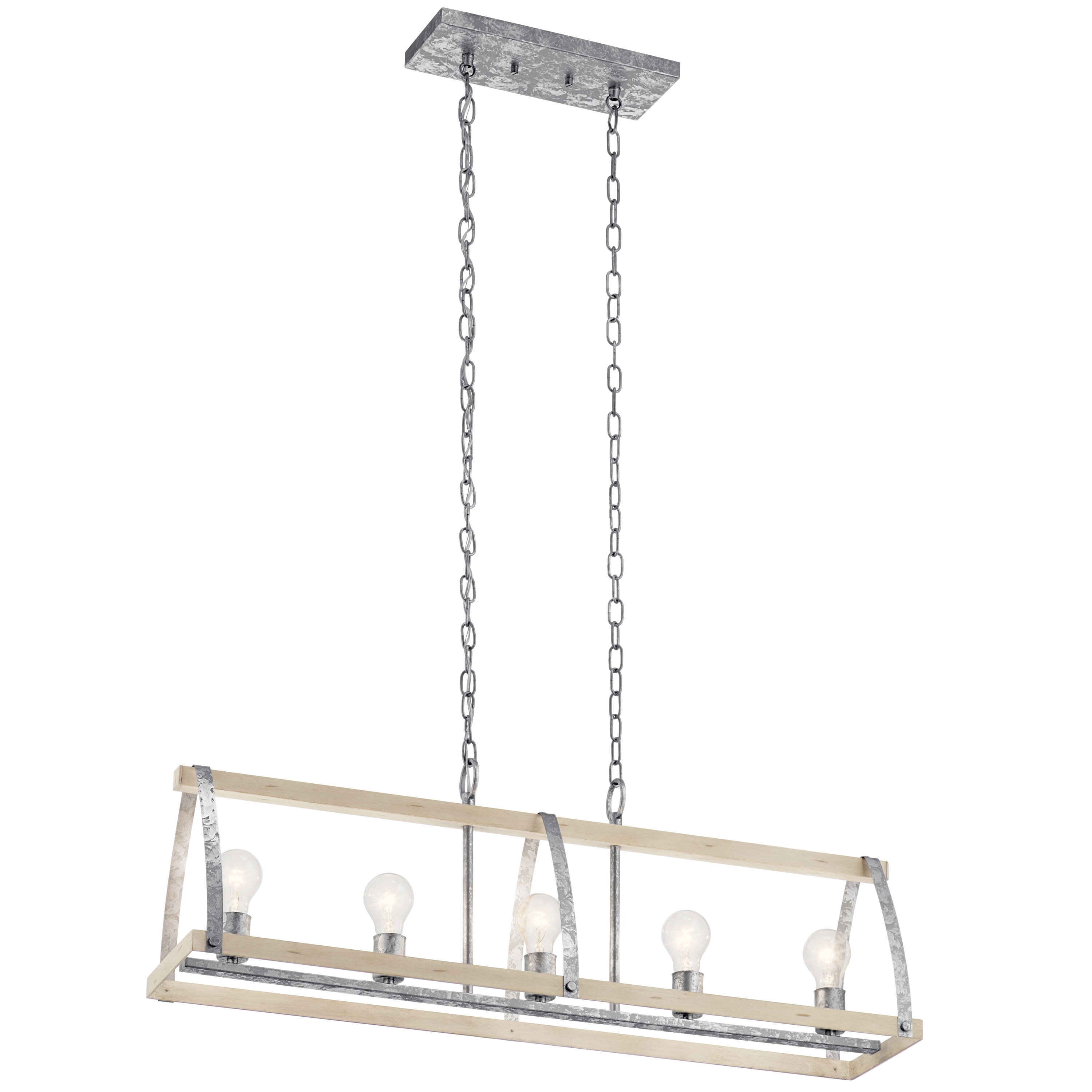 Kichler Gartin 5-Light Galvanized Steel Industrial Linear Large Hanging ...