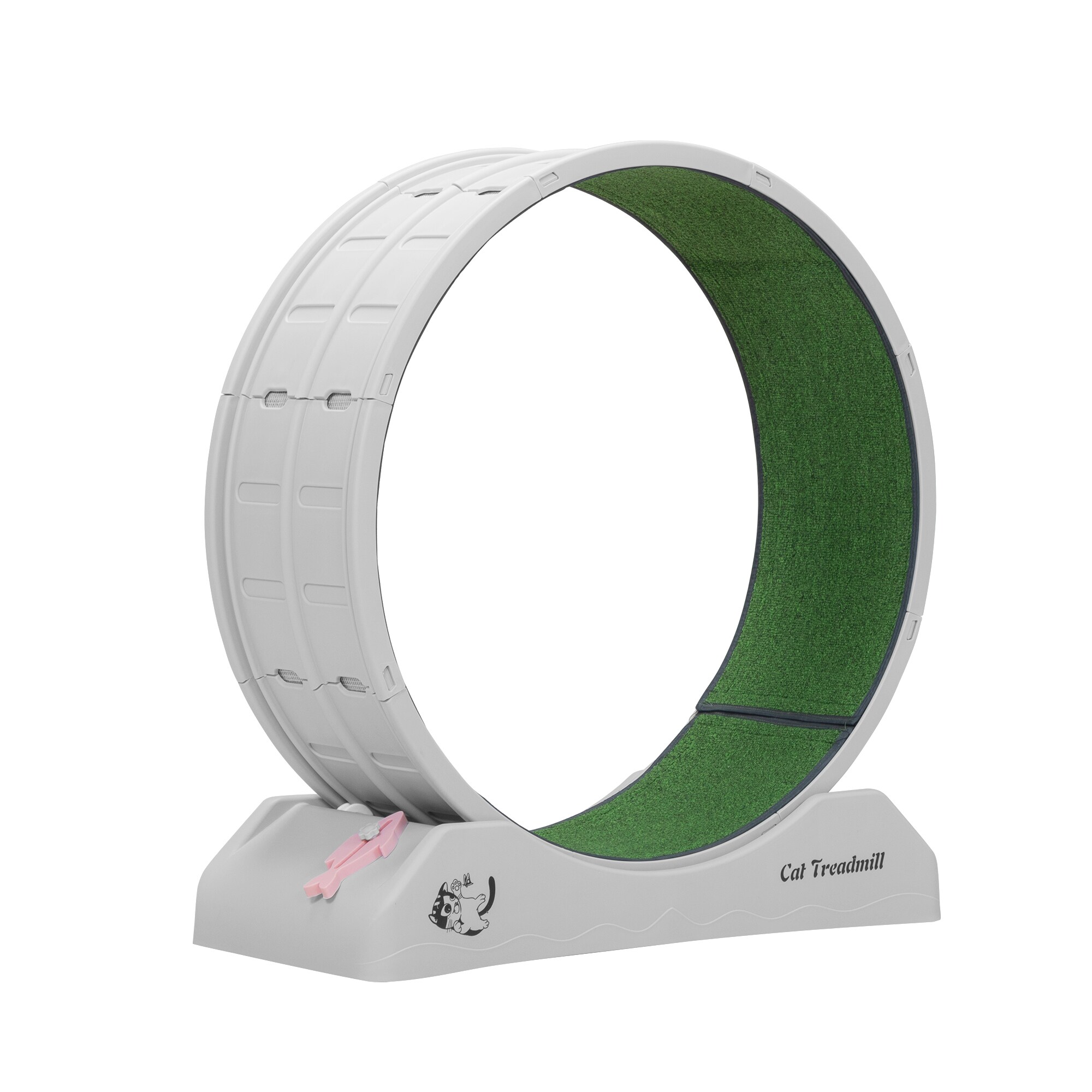 Gray and Green Freestanding Plastic Cat Exercise Wheel