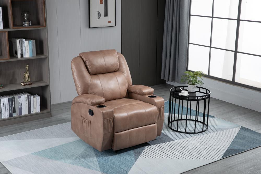 light brown faux leather recliner