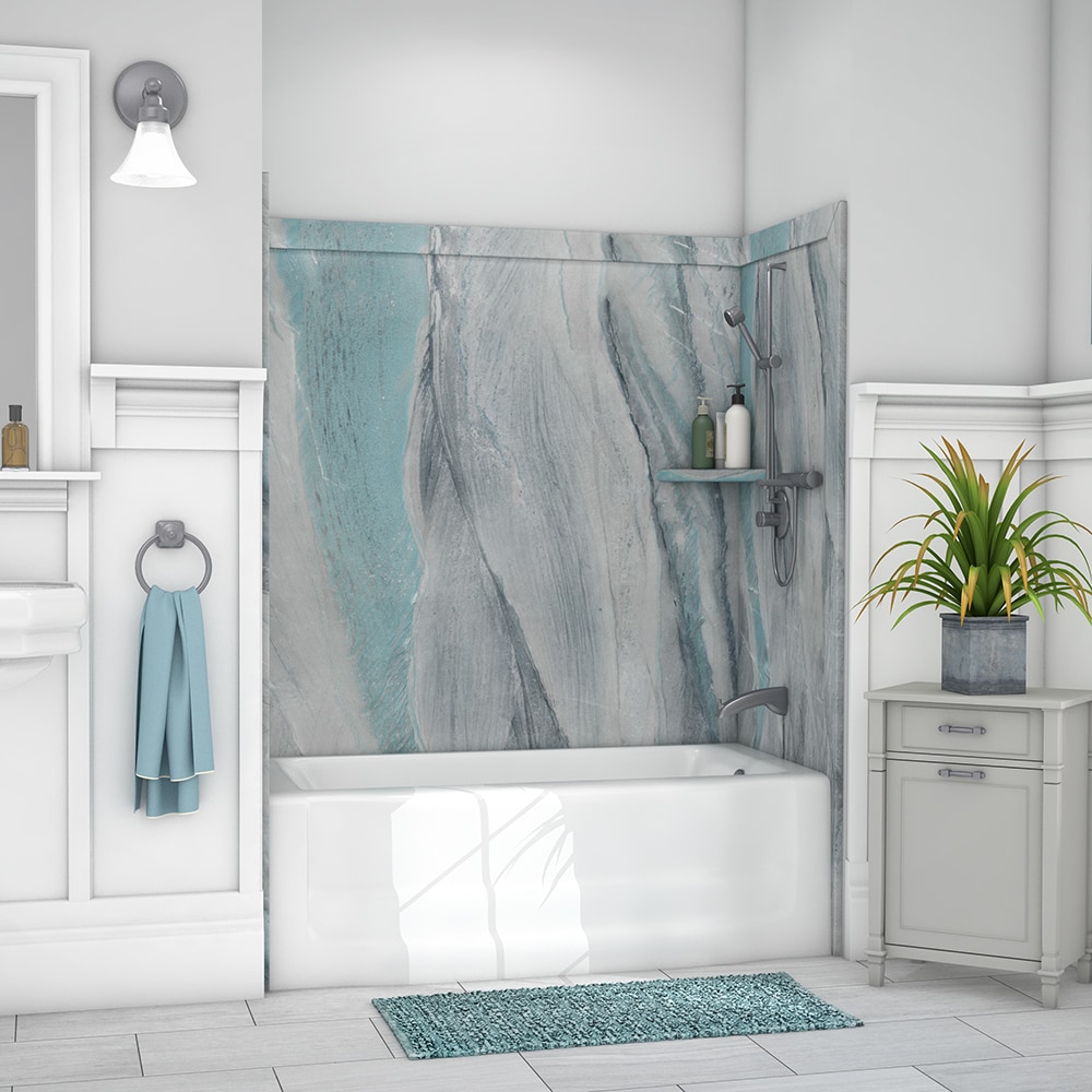FlexStone TSK60326031TR Elite 60-Inches L x 32-Inches W x 60-Inches H Triton 3 -Piece Glue Up Bathtub back wall panel