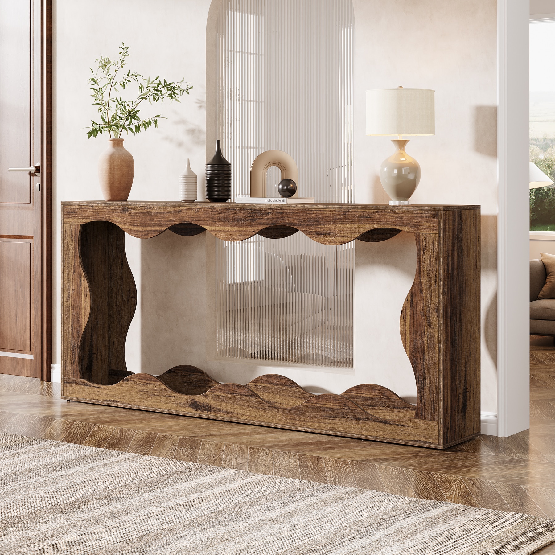 Fnova LWTJ-F2001 Console table Farmhouse Finished Console table