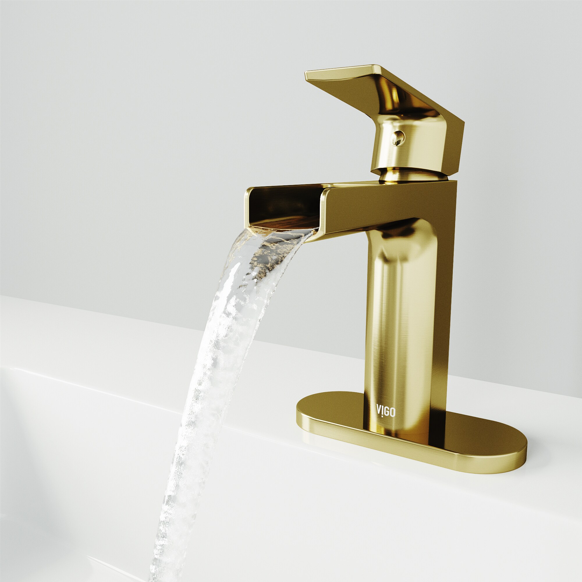 Matte Brushed Gold Single-Hole Waterfall Bathroom Faucet