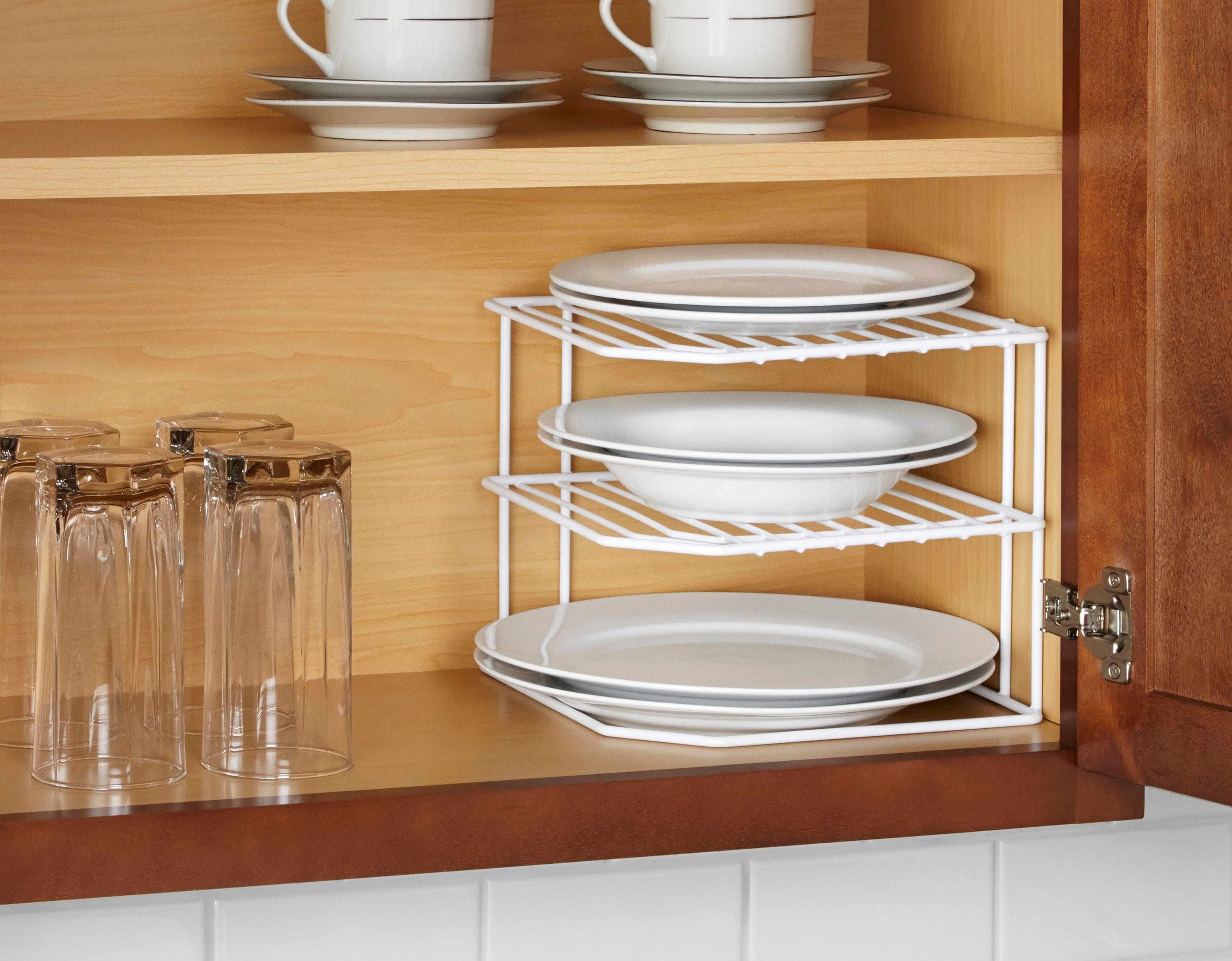 Style Selections 9.25-in W x 8.07-in H 3-Tier Freestanding Metal Plate Rack  at