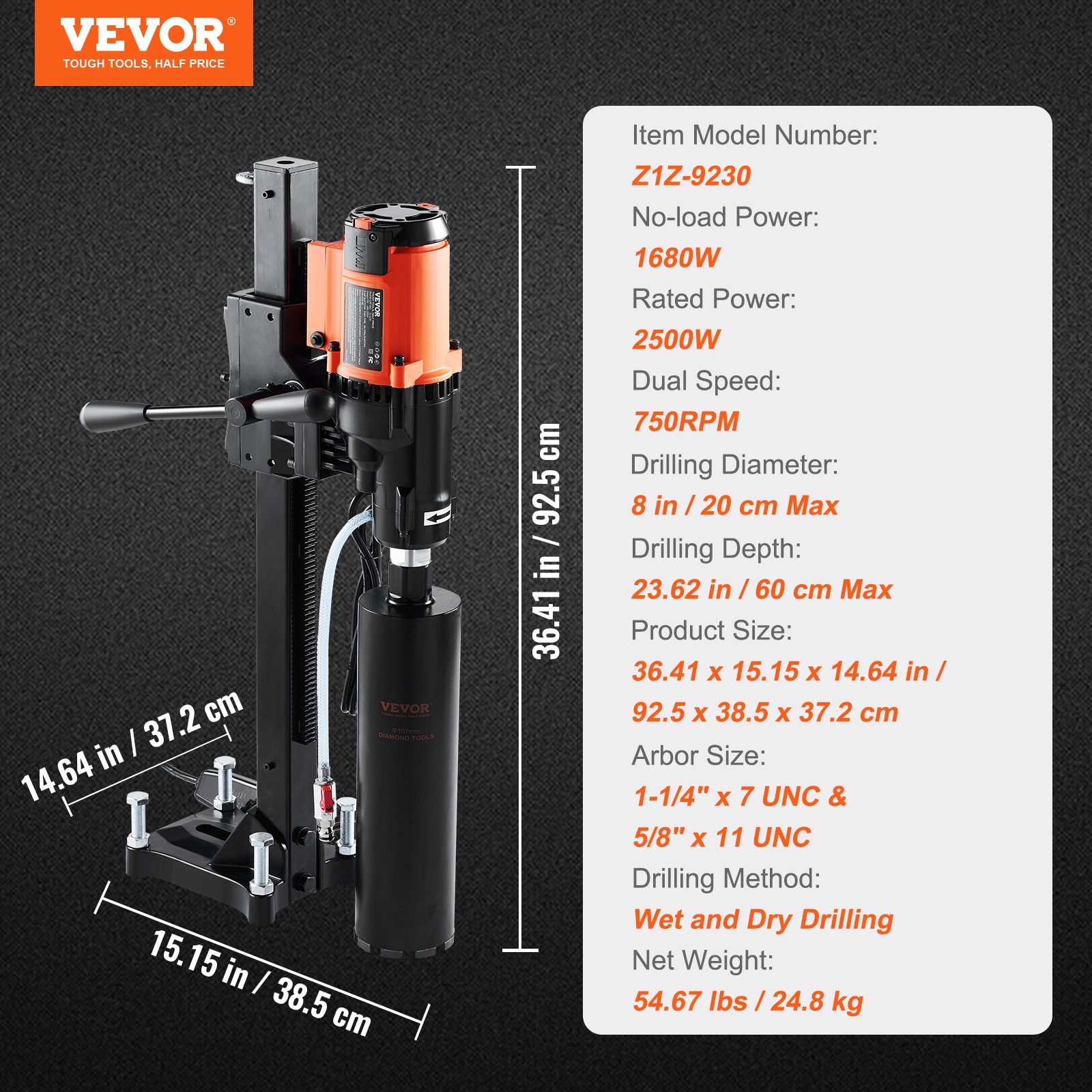 VEVOR 15-Amp 1-5/8-in Sds-max Variable Corded Rotary Hammer Drill in the  Rotary Hammer Drills department at Lowes.com