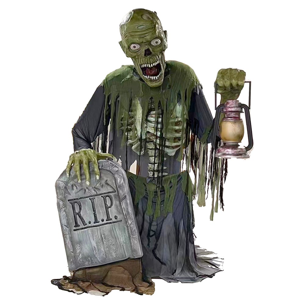 Haunted Living 9-ft Lighted Animatronic Ground Breaking Zombie in ...