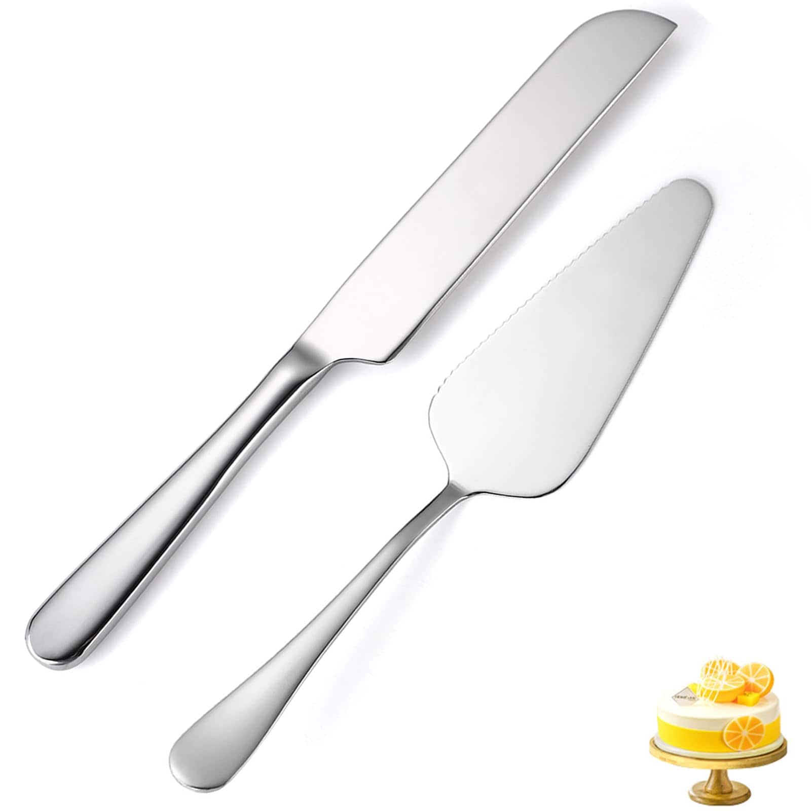Aoibox  Stainless Steel Wedding Cake Knife and Server Set 9 3 in Knife 8 9 in Server Mirror Finish Classic