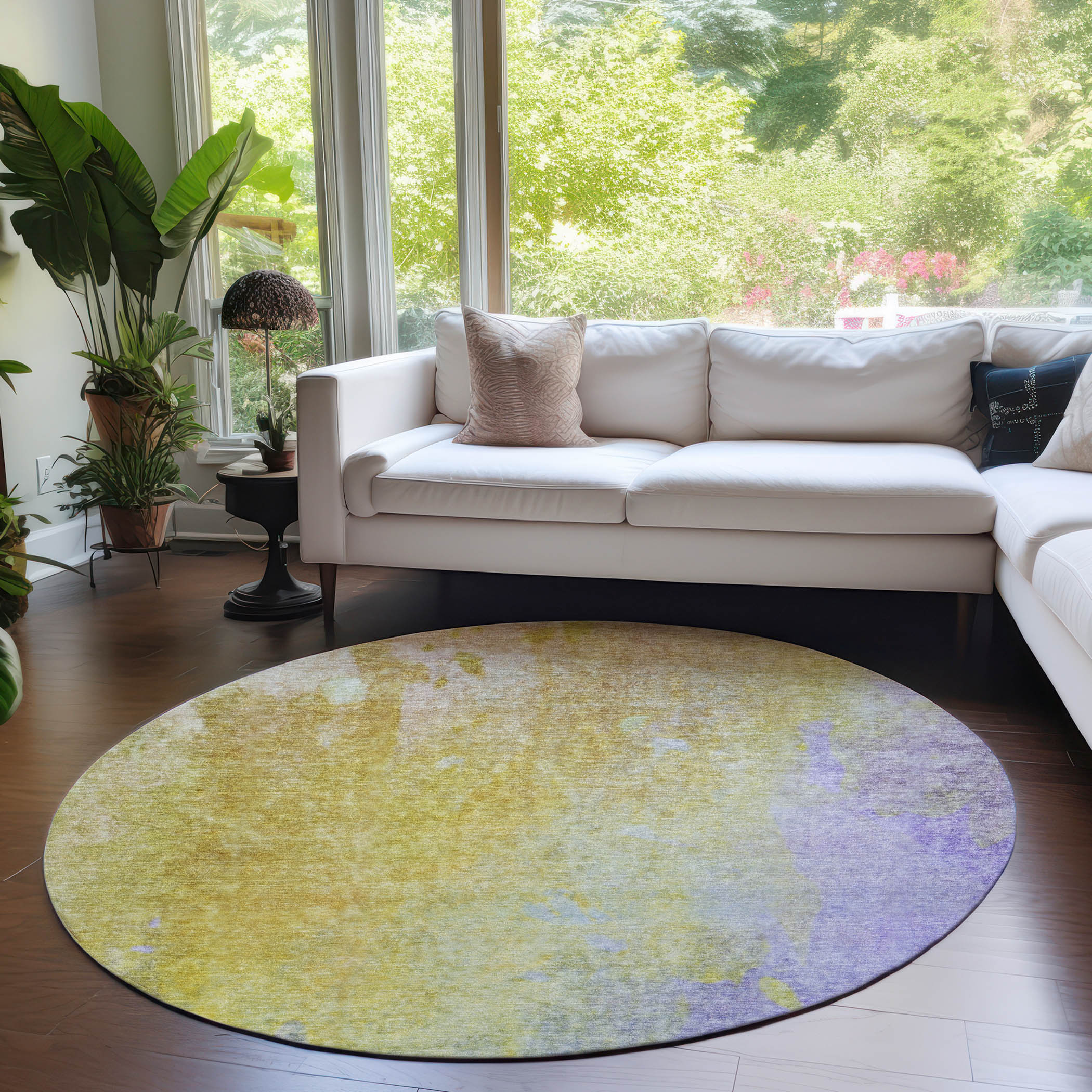 Addison Rugs ACN562WH8RO Chantille ACN562WH 8 x 8 (ft) Polyester Wheat Round Indoor/Outdoor Abstract Mid-Century Modern Machine washable Area rug