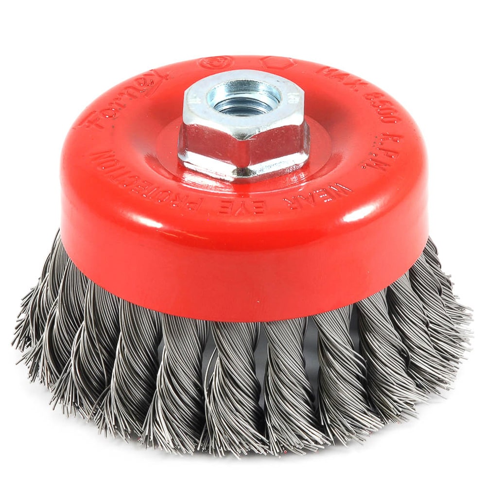Forney 72753 Wire Cup Brush 4-Inches Coarse Wire Cup Brush 4-in Steel Angle Grinder