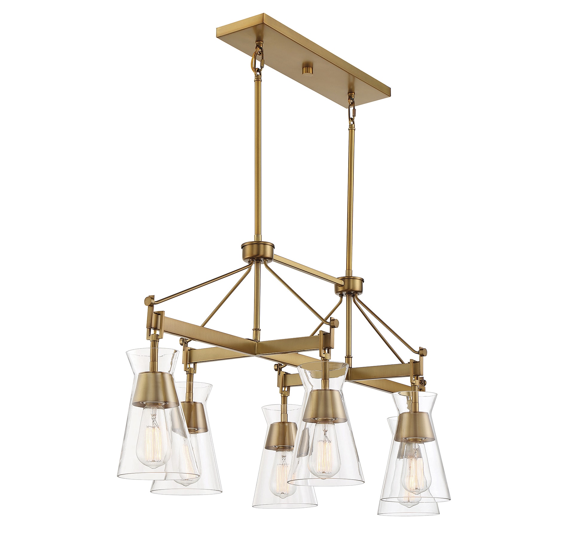Lakewood Warm Brass 6-Light Mid-Century Modern Chandelier
