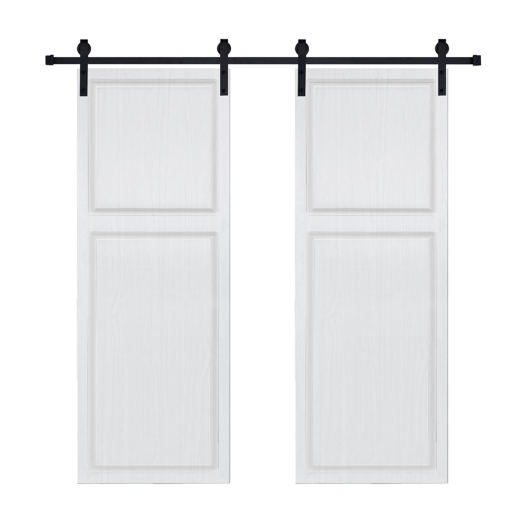Boyel Living Milk White Interior Barn Door 80-in L x 0.75-in W x 32-in H with Complete Sliding Track Hardware Kit