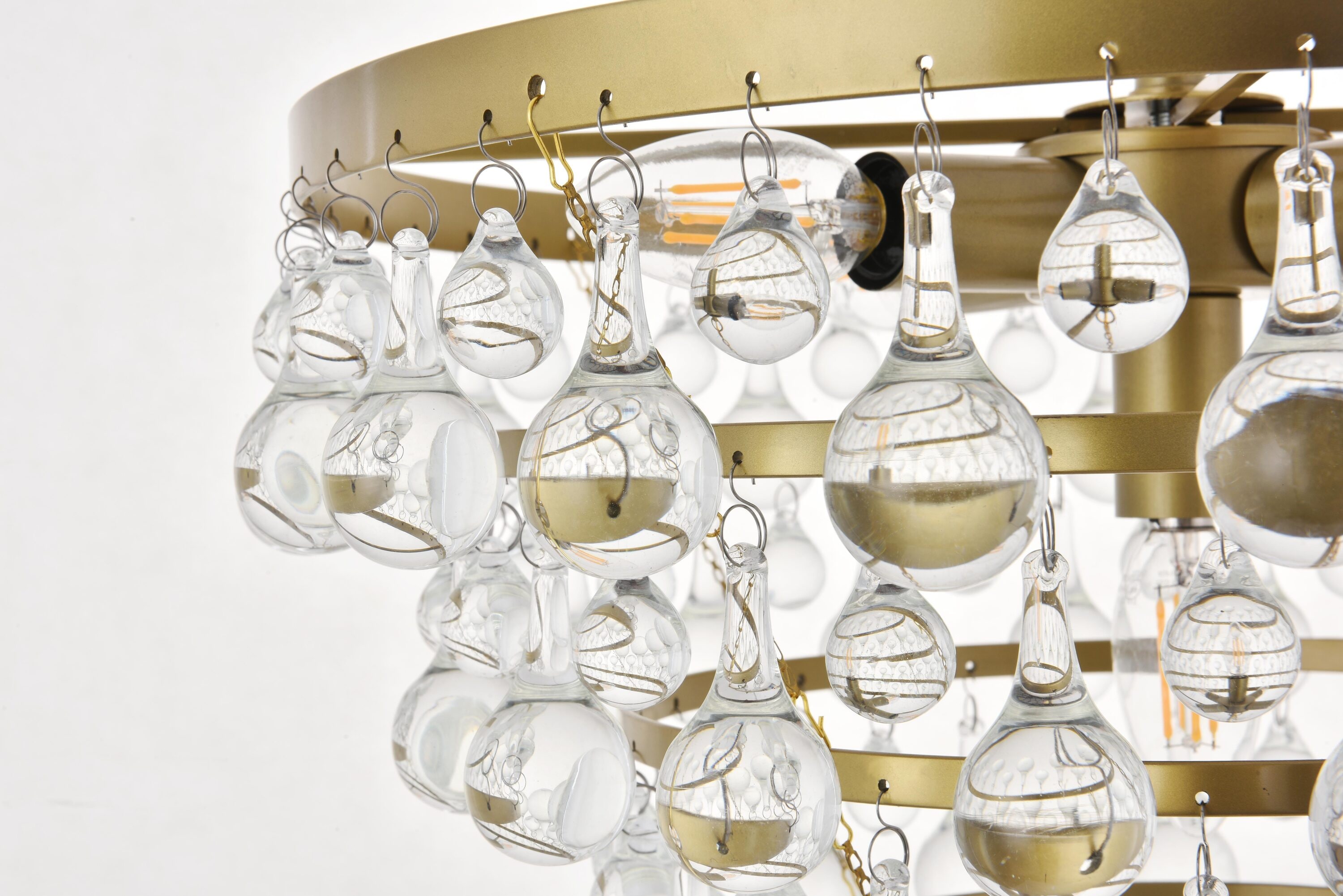 Elegant Brass and Glass 5-Light Pendant Chandelier