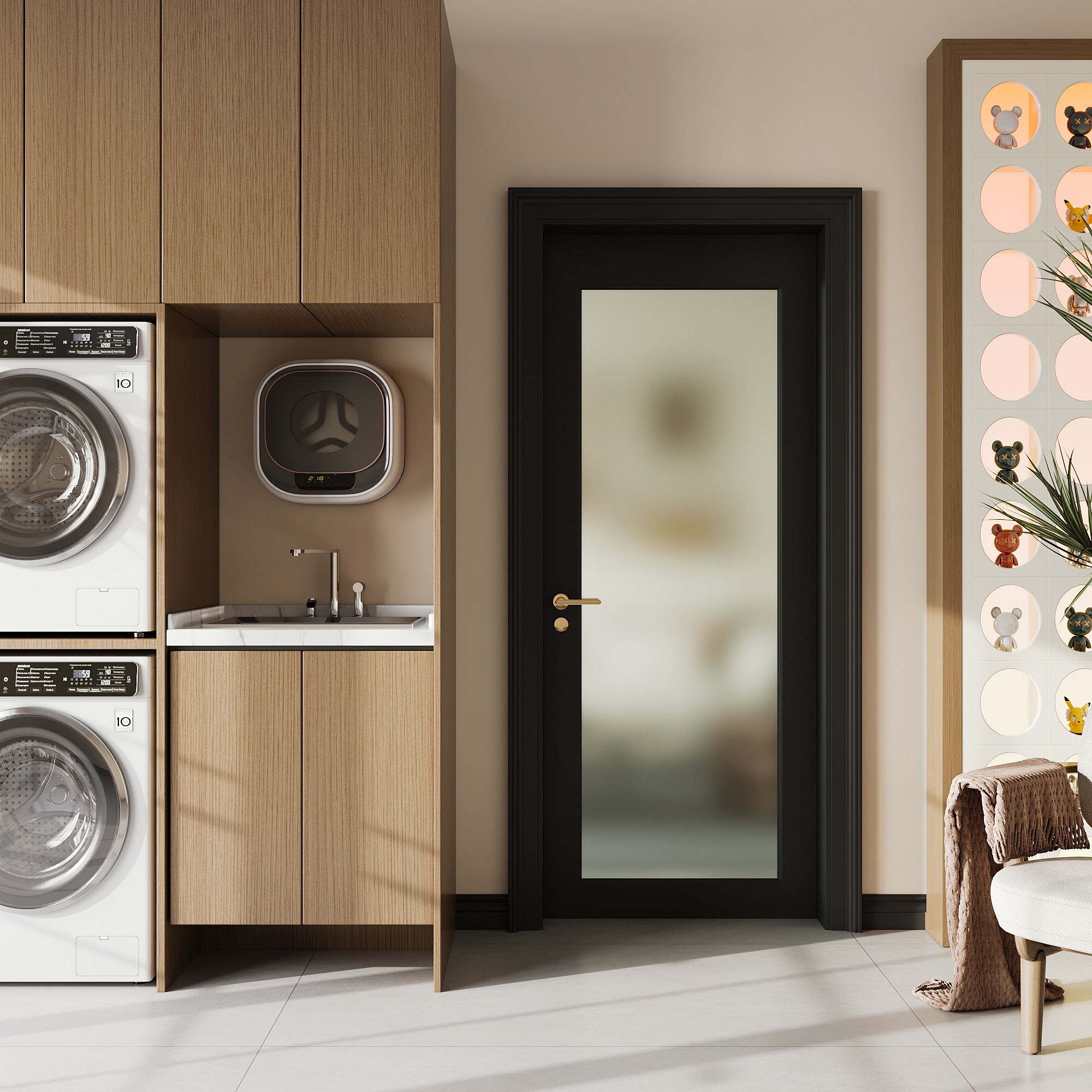 LUXEYARD 30in x 80in 1-Lite Frosted Glass Interior Door for Pantry Laundry Closet kitchen Bypass Pocket Slab Door w/o Hardware Black