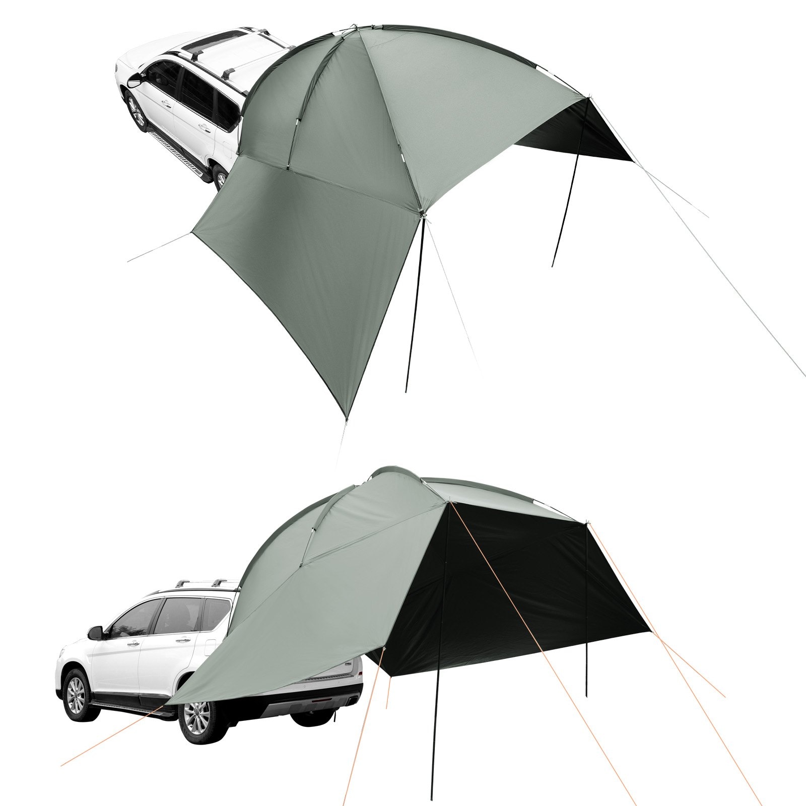 Mecale Car Side Awning 10 x 7 ft PU2000 UV50 with Extended Side Canopies Retractable Bag