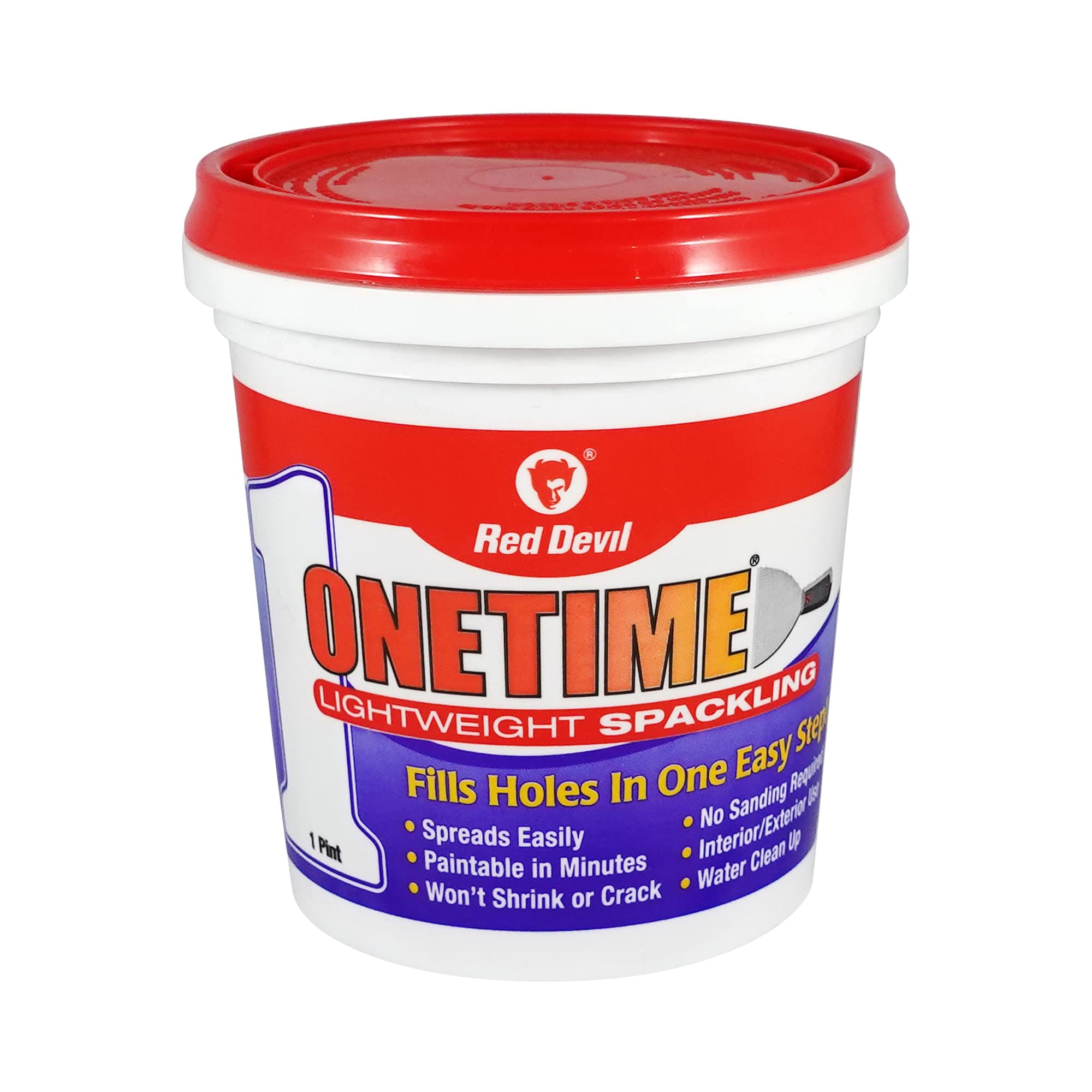 Red Devil  0548 ONETIME Lightweight Spackle Wall Repair Spackling for Holes Drywall 1 Pint White Made in USA