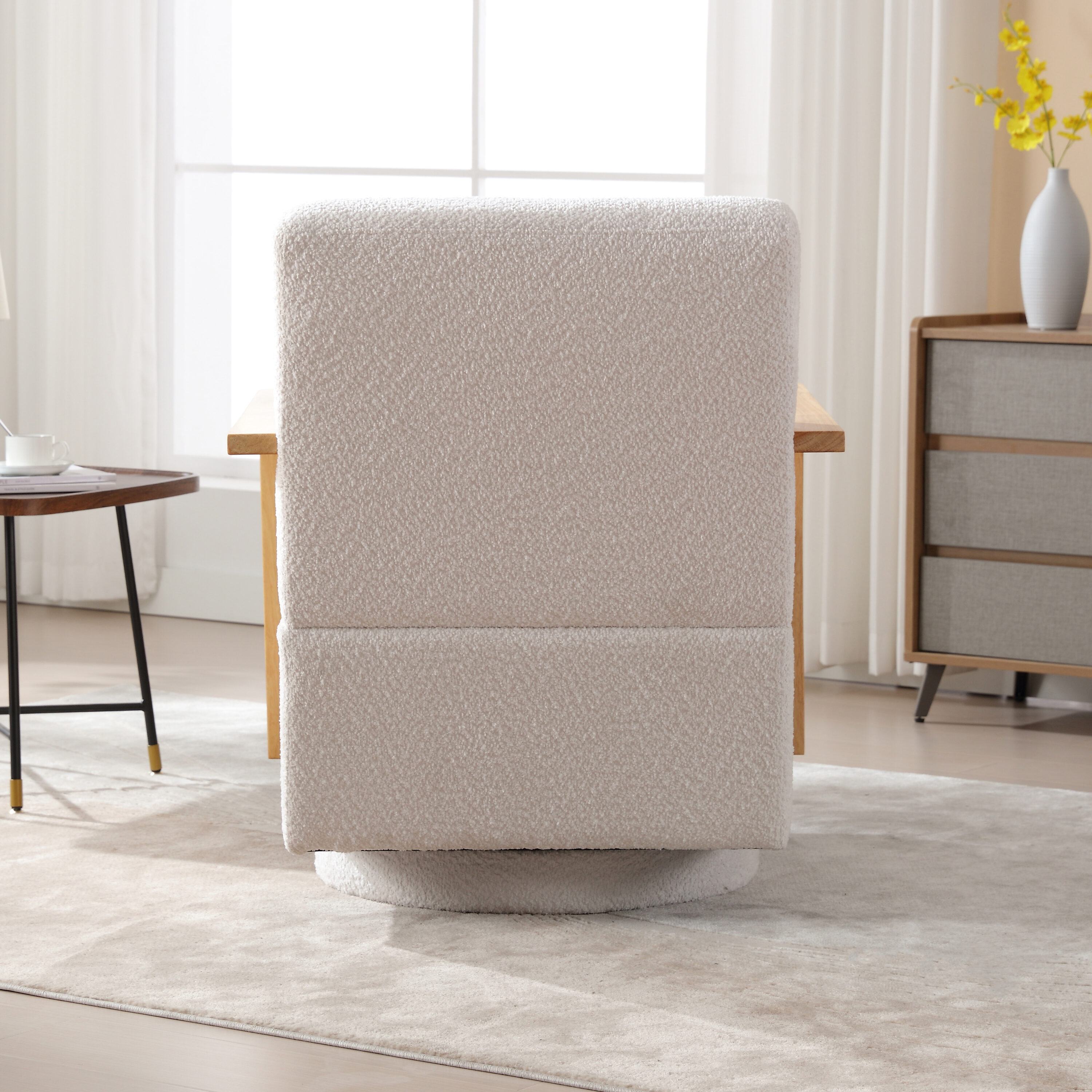 Hrinhom Modern Ivory Swivel Accent Chair in the Chairs department at ...