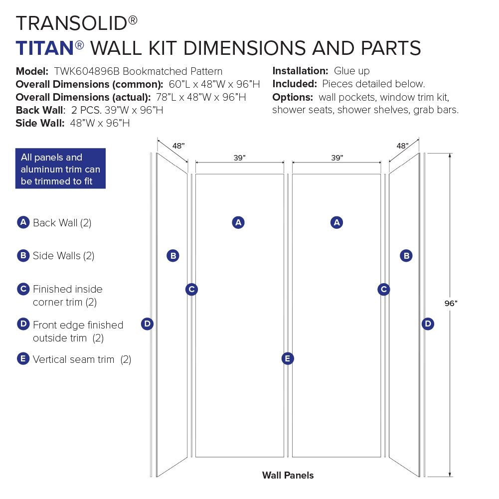 Transolid TWK604896B-KI03G Shower-Wall-Surrounds - View #11